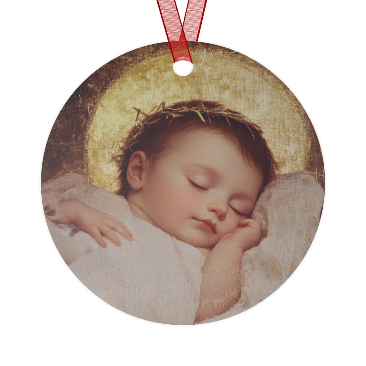 The Christ Child Born Into the Quiet of the World - Metal Ornament - Religious Holiday Christmas Ornament and Keepsake