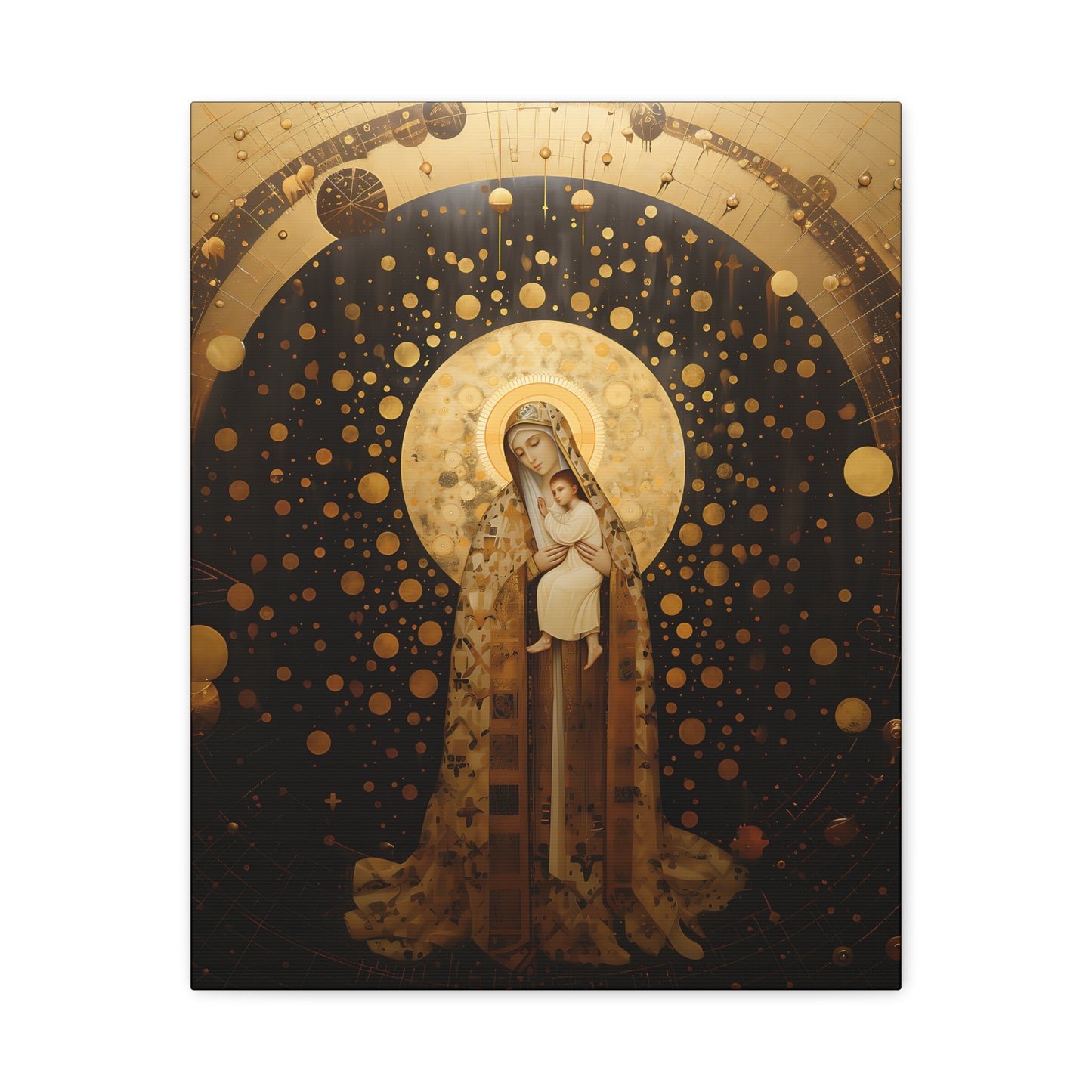 The Golden Mary - Mary the Blessed Virgin - Gallery Wrapped Canvas - Sanctified Souls Print - Religious Art for your Home - Pop Art
