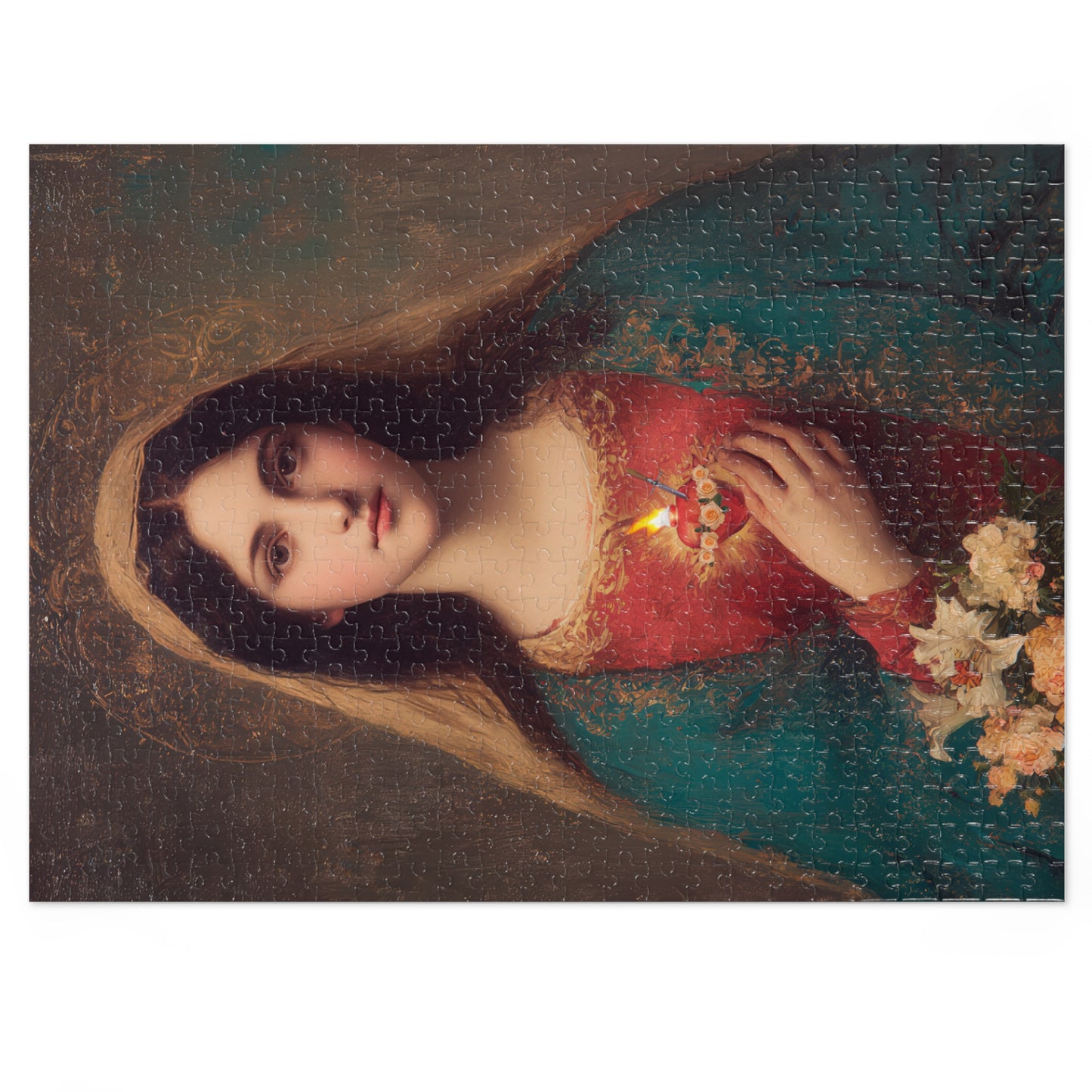 The Immaculate Heart of Mary - Mother Mary - Marian Art - Puzzle - Keepsake Tin - Jigsaw Puzzle (30, 110, 252, 500,1000-Piece)