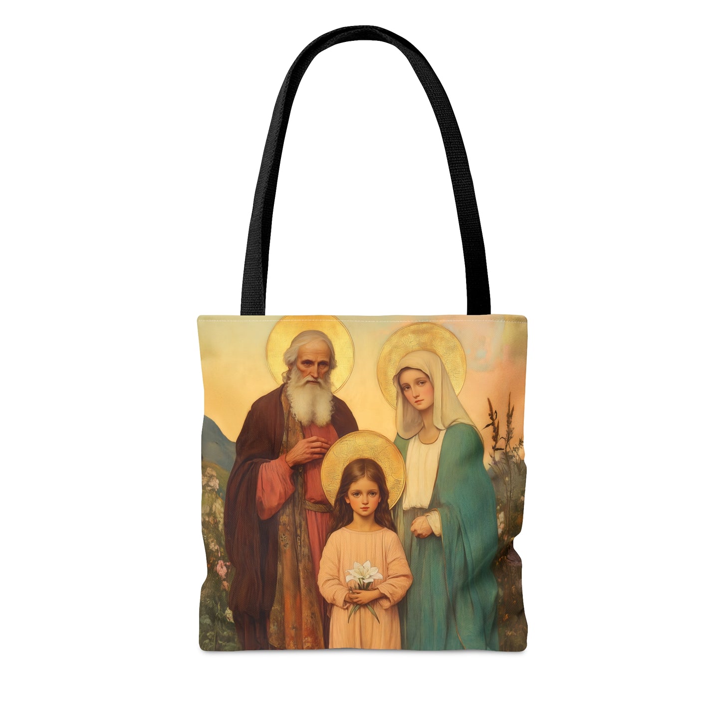 Saints Joachim and Anne with Young Mary - Tote Bag - Large Medium Small Faith Art Bag - Catholic Faith Purse