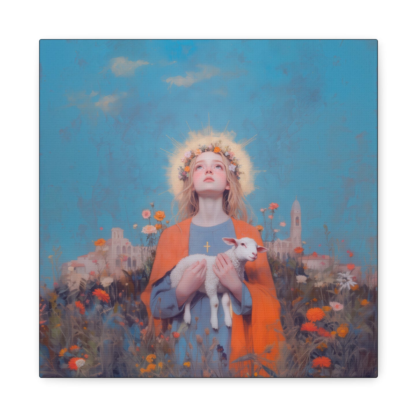 Saint Agnes of Rome -  Museum Wrapped Canvas - Sanctified Souls Print - Religious Art for your Home - Catholic Patron Saint Art