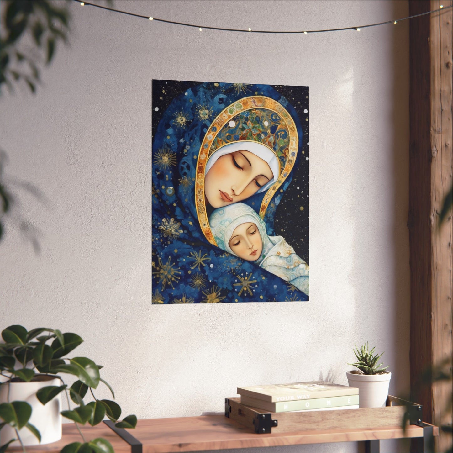 Snowfall's Embrace - Our Lady of the Snows Poster Print - Sanctified Souls Print - Multiple Sizes - Premium Posters - Catholic Art