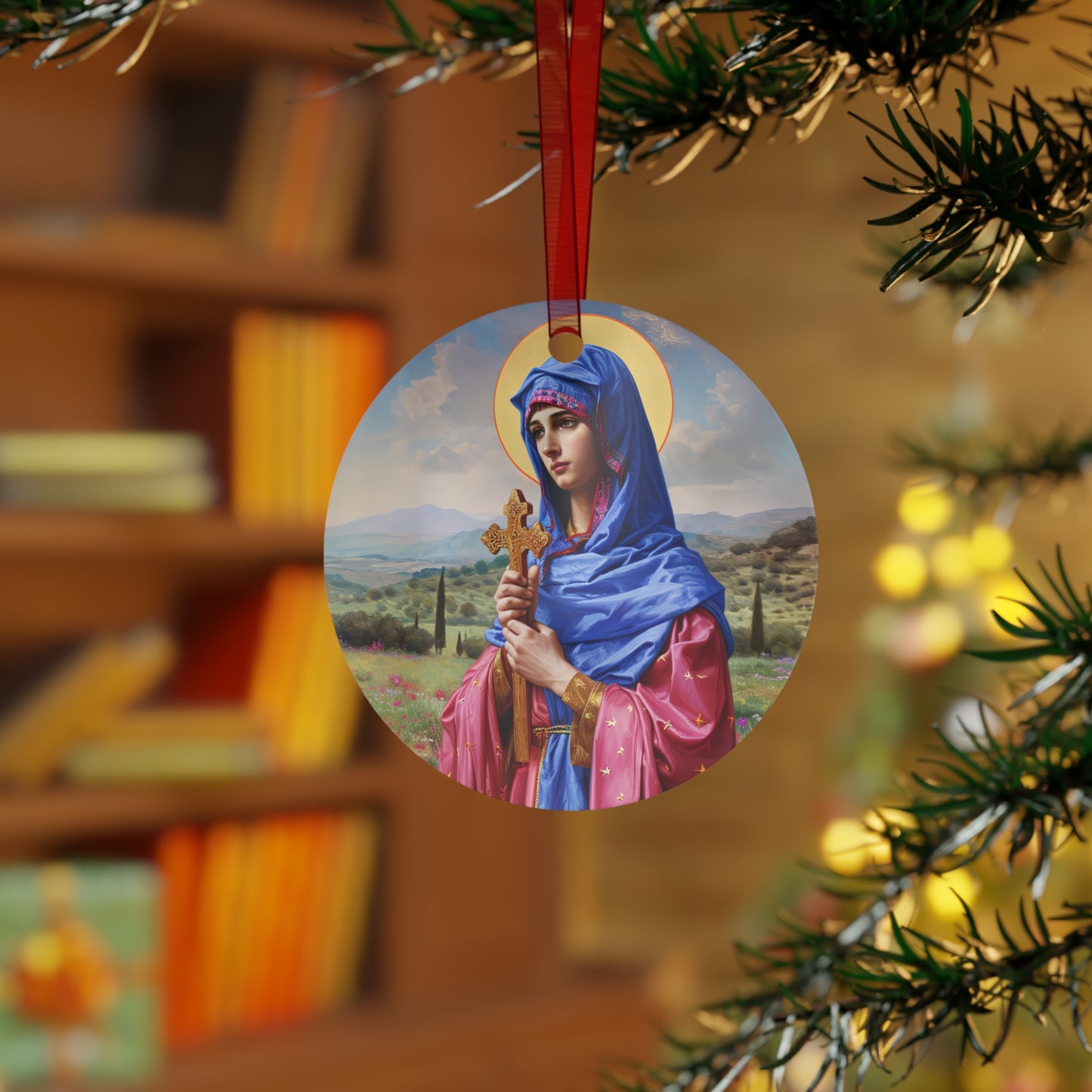Saint Anysia of Salonika Metal Ornament - Religious Holiday Christmas Ornament and Keepsake - Double sided - Prayer Ornament