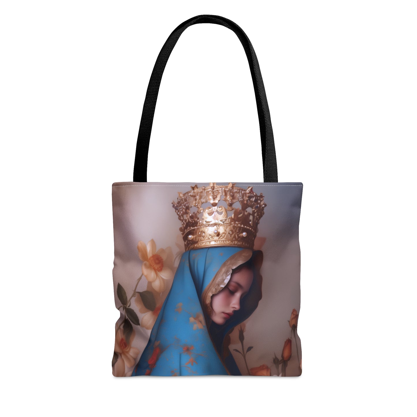 Our Lady of the Roses - Tote Bag - Large Medium Small Faith Art Bag - Catholic Faith Purse - Mother Mary