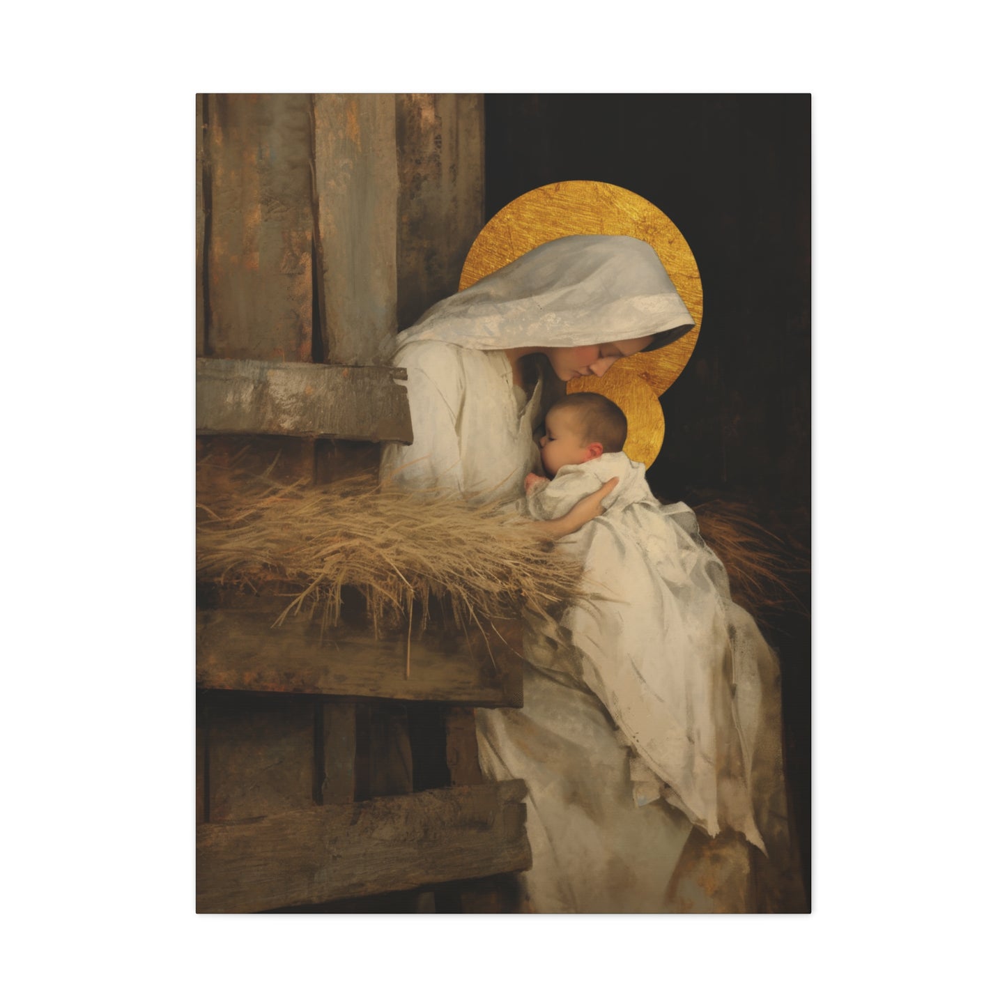 Our Lady of the Manger - Mother Mary and the Christ Child - Gallery Wrapped Canvas - Print - Religious Art for your Home - Catholic