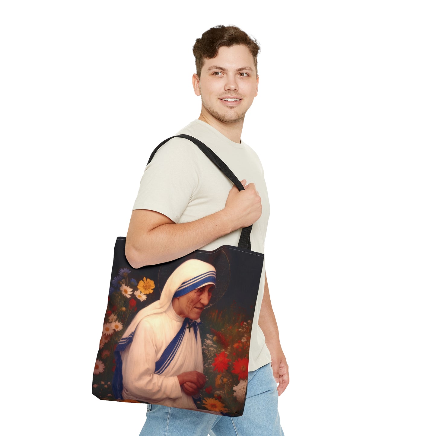 Saint Teresa of Calcutta - Tote Bag - Large Medium Small Faith Art Bag - Bible Study Faith Purse - Double Sided