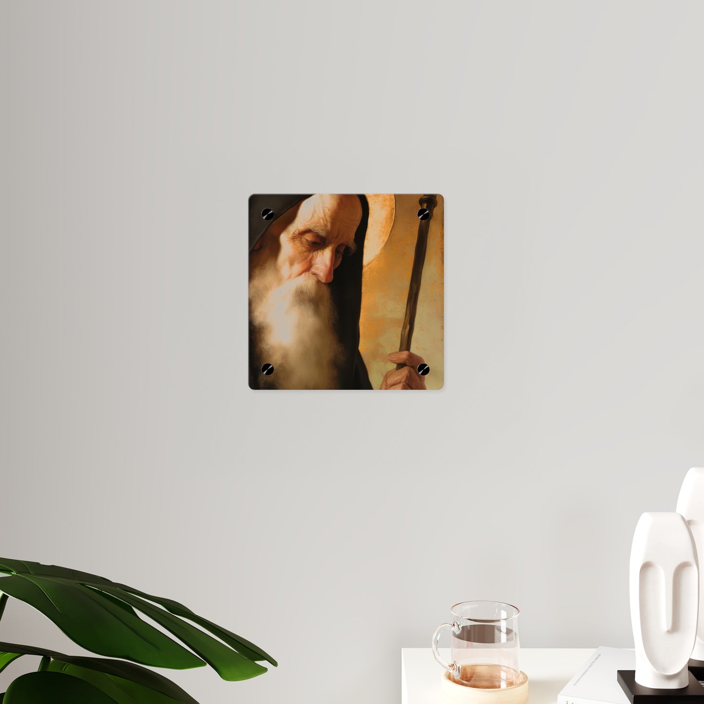 Saint Benedict Wall Art Panel - Ready to Hang Acrylic Print - Catholic Saint Art - Patron Saint Print - No Frame needed