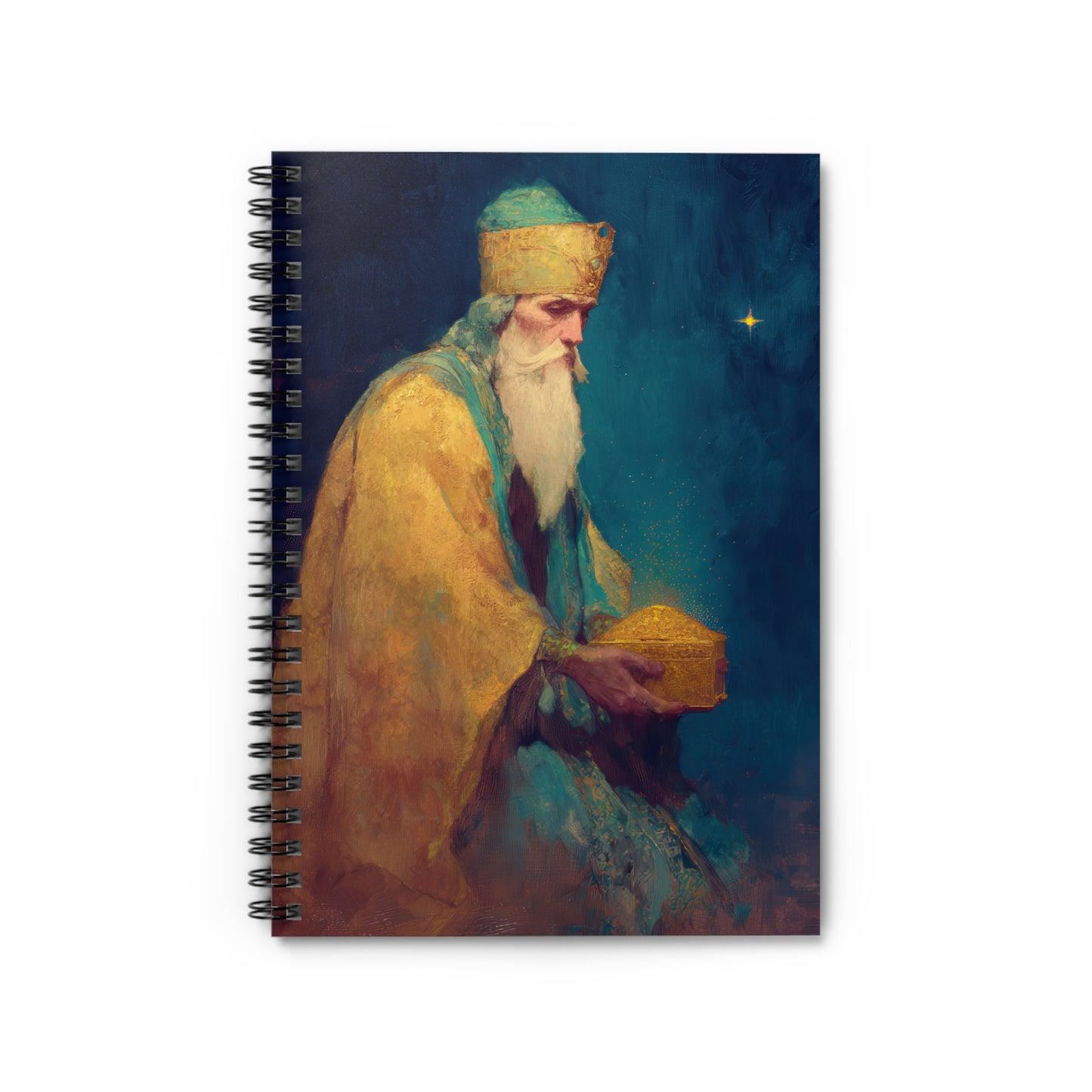 Caspar and the Offering of Worship - 3 Wise Men - Journal - Sanctified Souls Art - Religious Based Notebook - Spiral Notebook