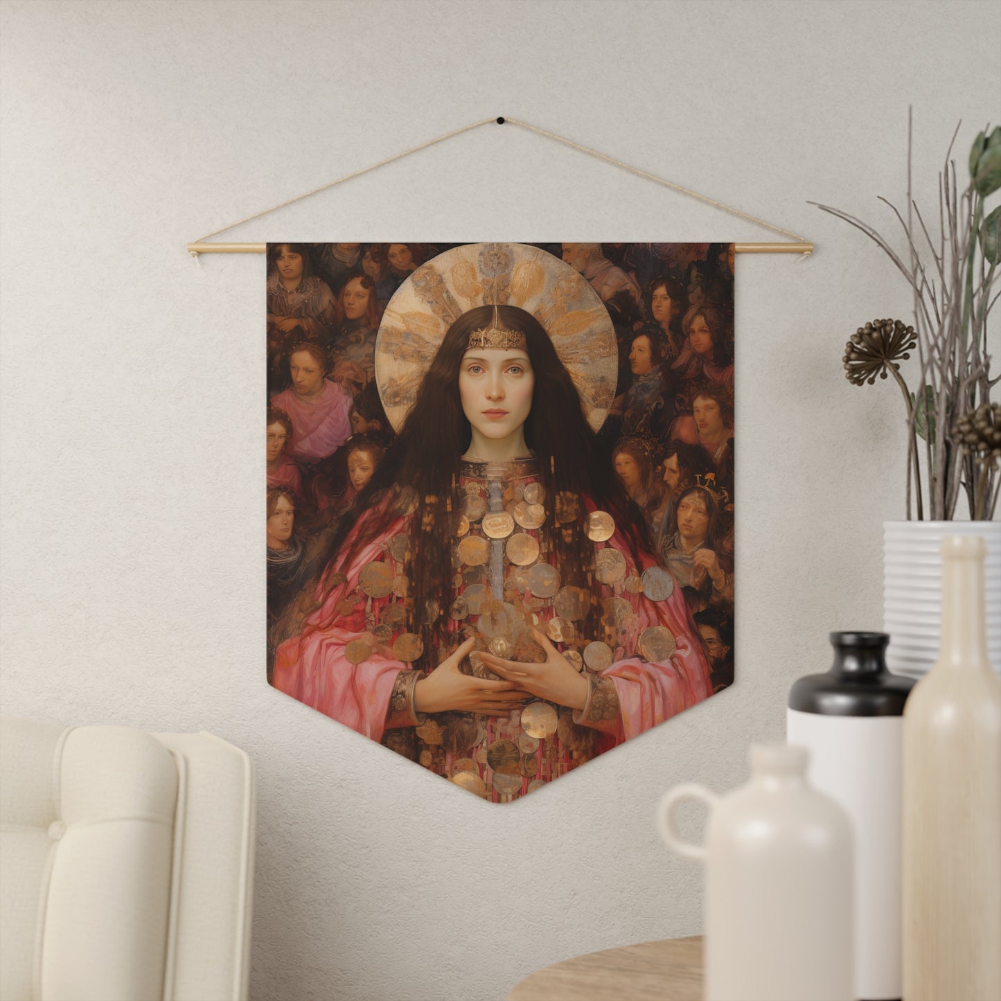 Saint Praxedes Wall Banner / Wall Hanging / Pennant - Religious Art - Prayer room - Catholic Art - Large Print - 18" x 21"