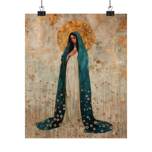 Serene Devotion - Mary's Compassionate Heart Poster Print - Sanctified Souls Print - Multiple Sizes - Premium Posters - Catholic Art