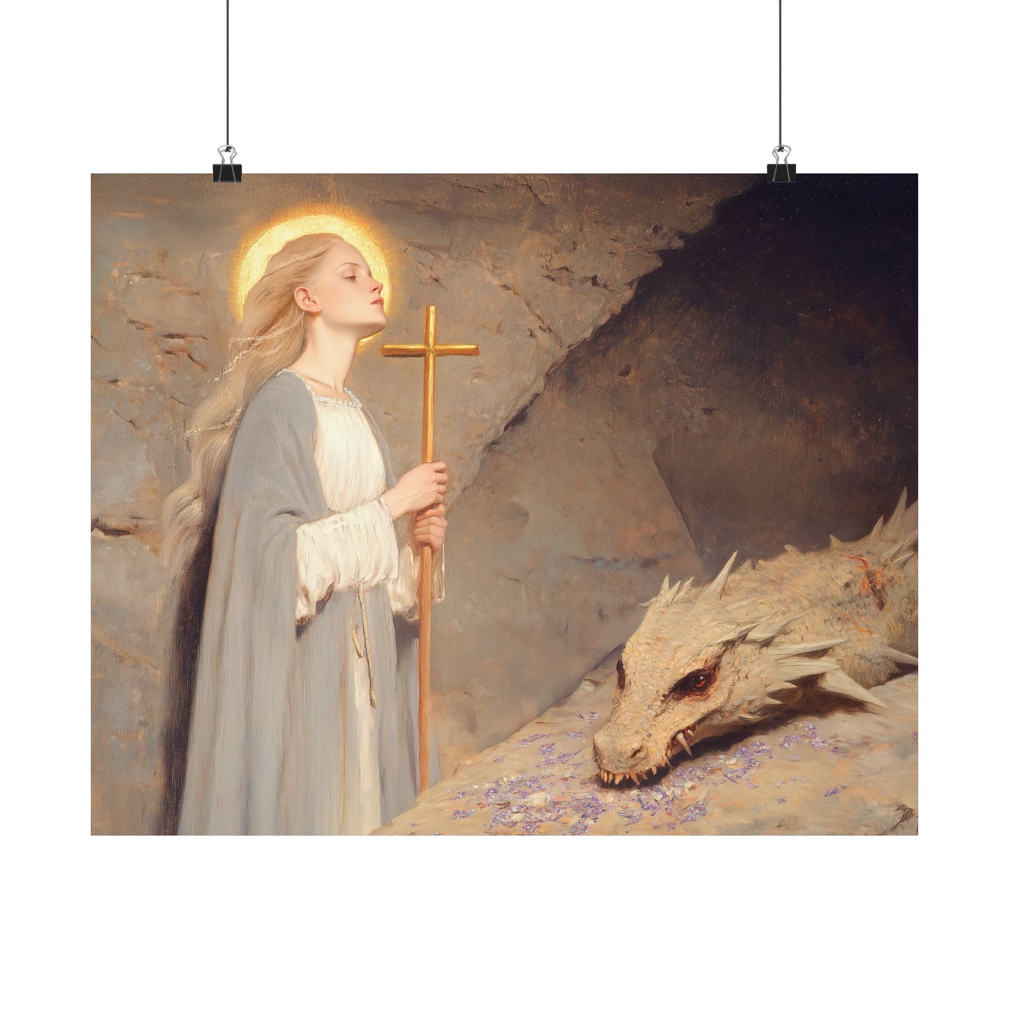 Saint Margaret of Antioch - Sanctified Souls Print - Multiple Sizes - Premium Posters - Catholic Art - Christian Home Decor Artwork
