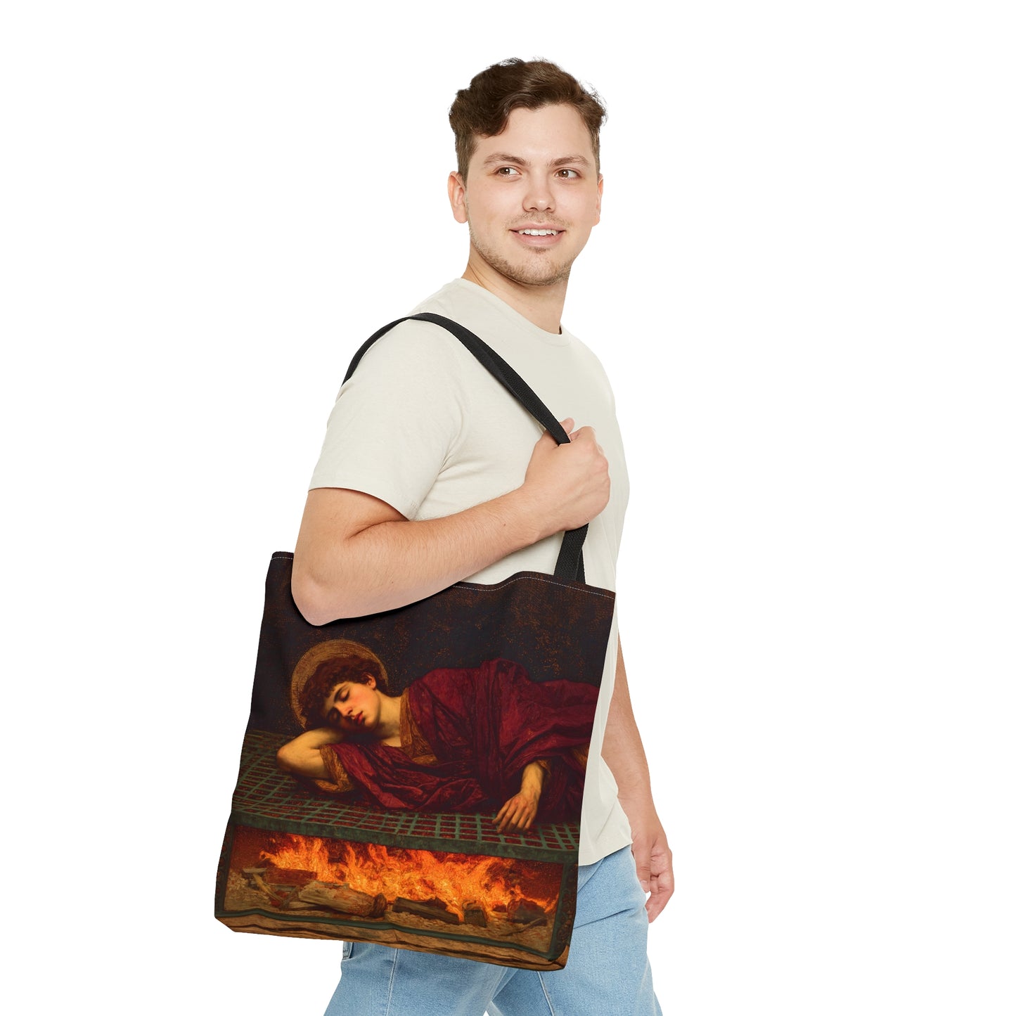 Saint Lawrence - Tote Bag - Large Medium Small Faith Art Bag - Bible Study Faith Purse - Double Sided