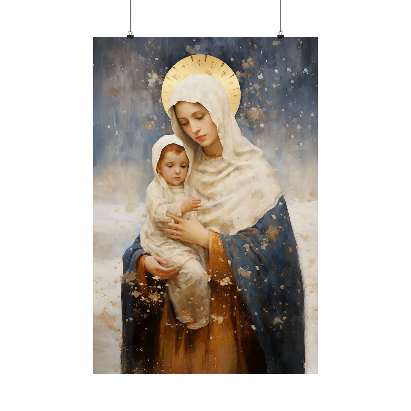 Winter's Grace : Our Lady of the Snows Print - Sanctified Souls Print - Multiple Sizes - Premium Matte Vertical Posters