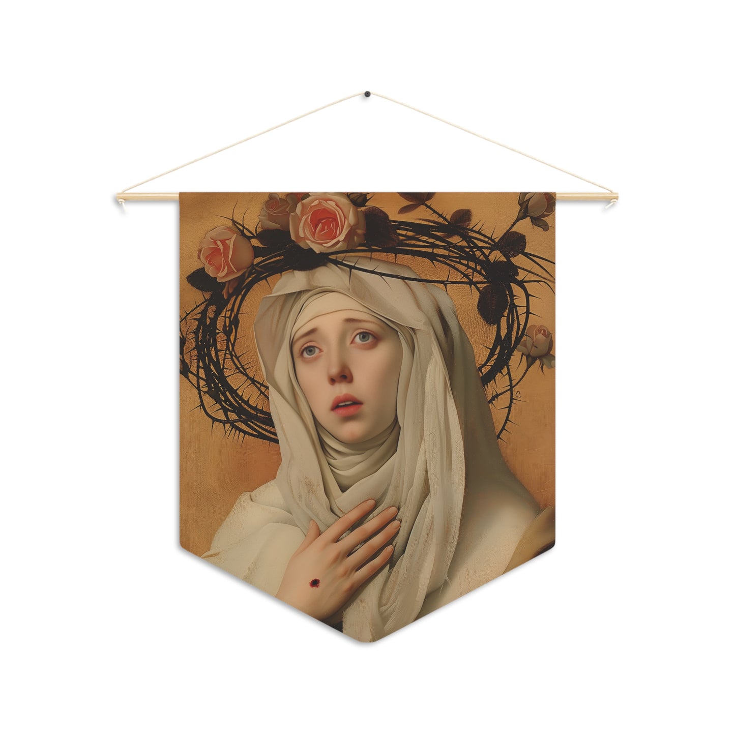 Saint Catherine de Ricci Wall Banner / Wall Hanging - Prayer room art - Catholic Home Art - Large Saint Art for your home - 18" x 21"