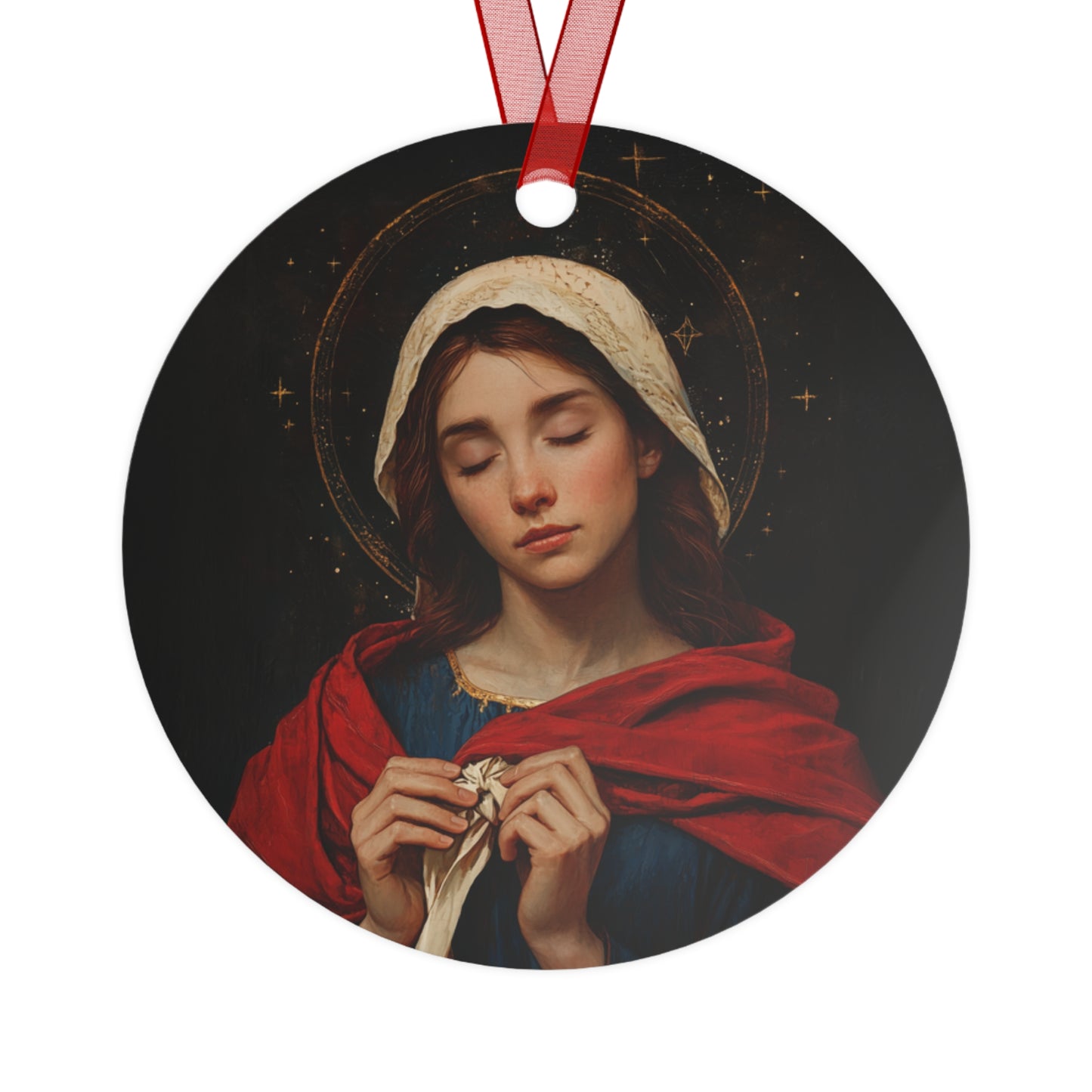 Mary Undoer of Knots - Mother Mary  - Untier of Knots - Marian Art - Metal Ornament - Religious Holiday Christmas Ornament