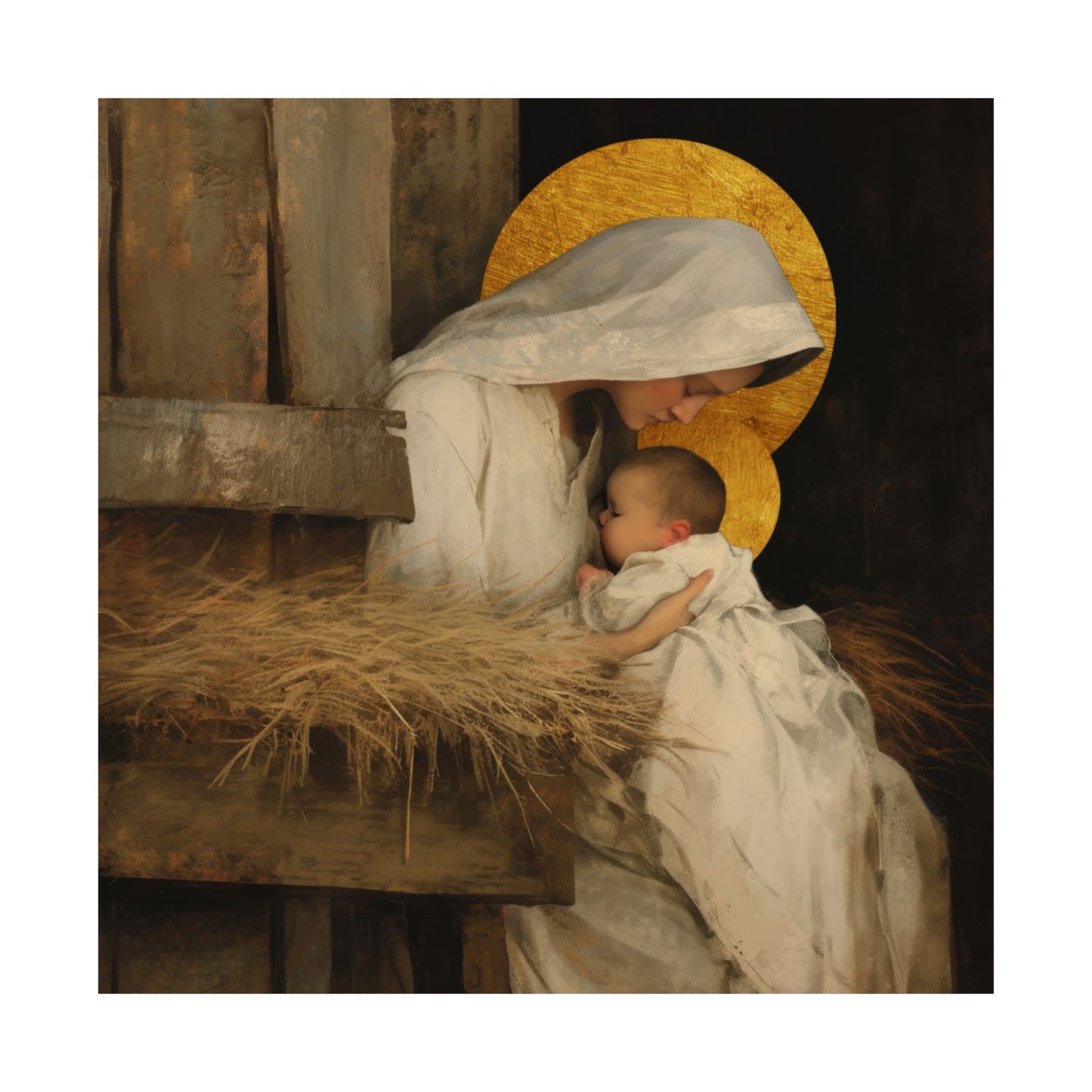 Our Lady of the Manger - Mother Mary and the Christ Child - Sanctified Souls Print - Multiple Sizes - Premium Matte Vertical Posters