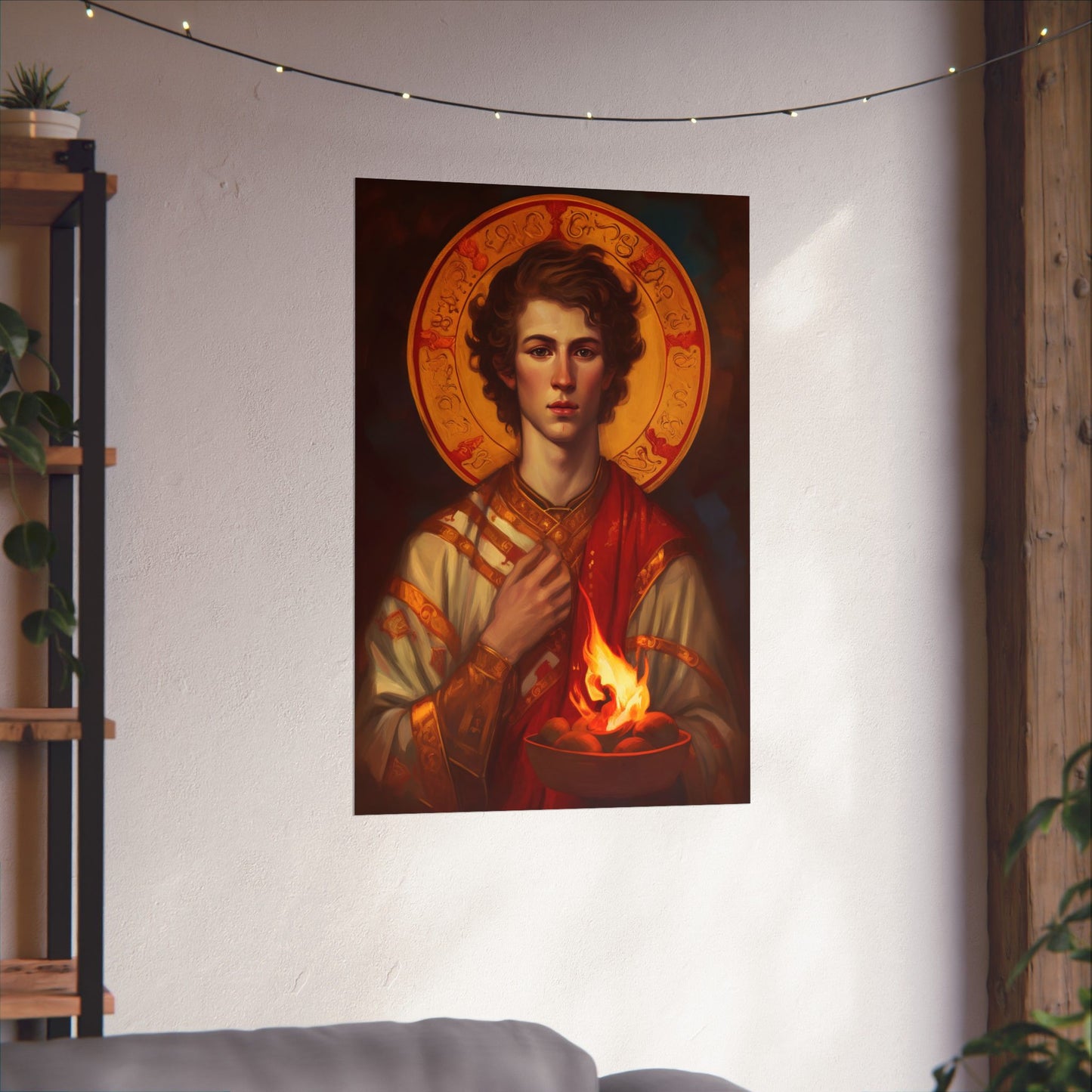 Saint Lawrence Deacon and Martyr  - Sanctified Souls Print - Multiple Sizes - Premium Matte Vertical Posters