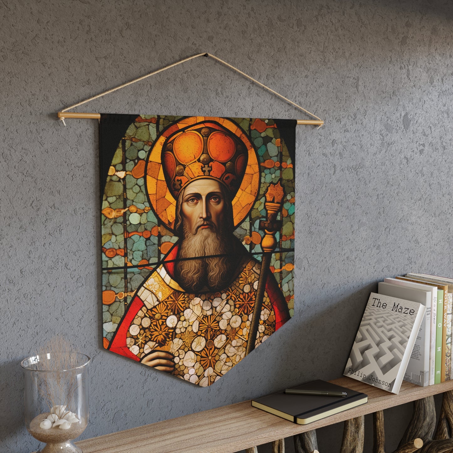 Saint Henry the II Wall Banner / Wall Hanging - Catholic Home Art - Large Saint Art for your home - 18" x 21" - Stained Glass Style Art