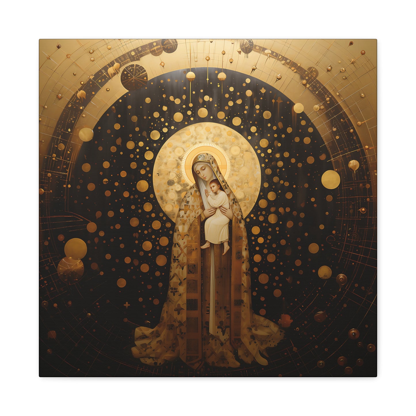The Golden Mary - Mary the Blessed Virgin - Gallery Wrapped Canvas - Sanctified Souls Print - Religious Art for your Home - Pop Art
