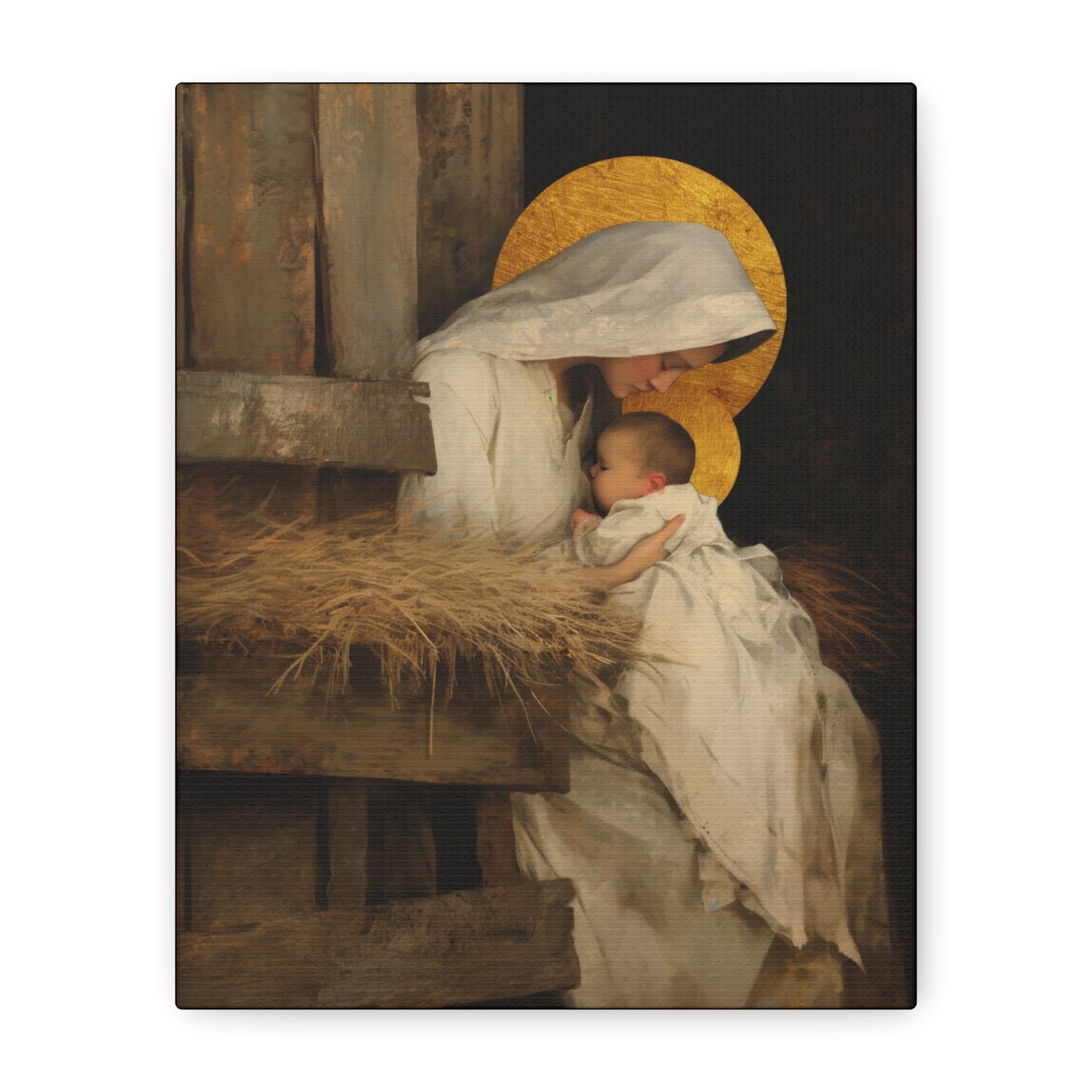Our Lady of the Manger - Mother Mary and the Christ Child - Gallery Wrapped Canvas - Print - Religious Art for your Home - Catholic