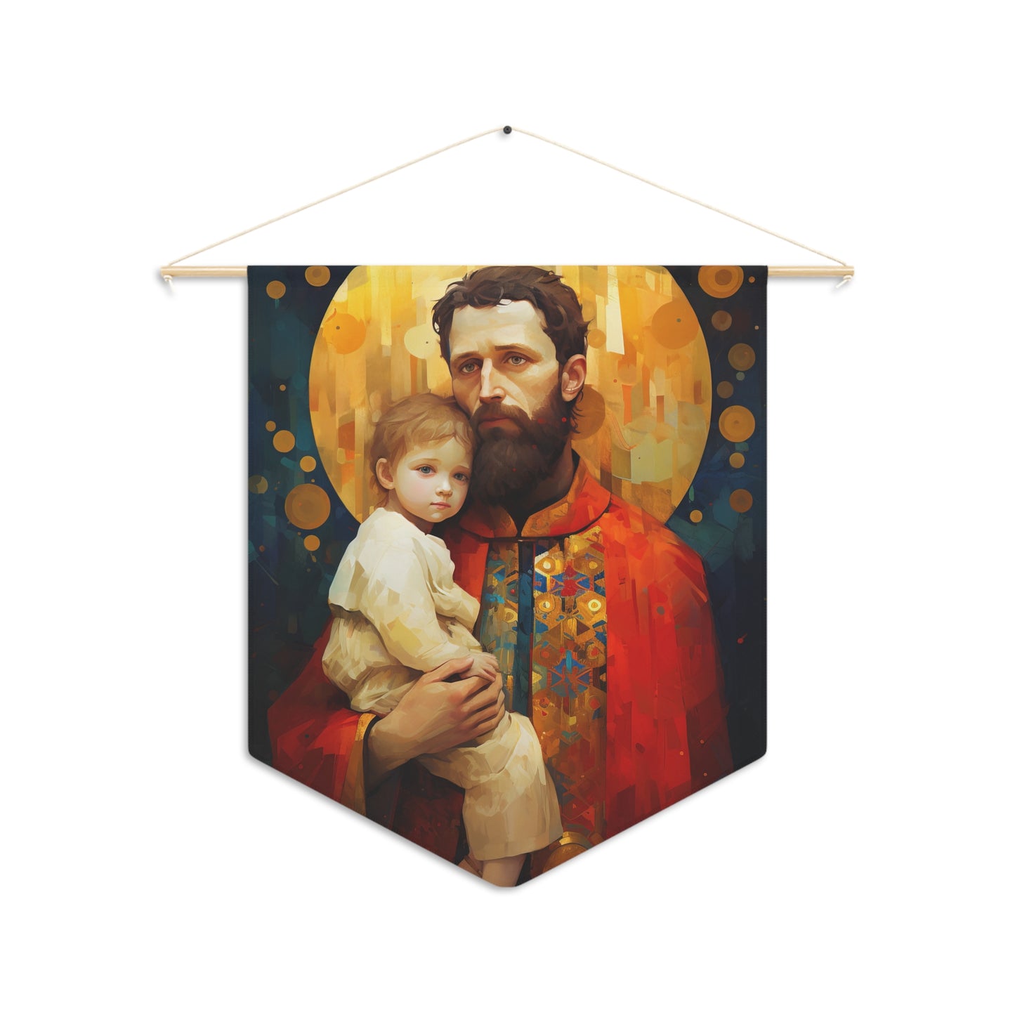 Saint Christopher and the Christ Child Wall Banner / Wall Hanging / Pennant - Religious Wall Tapestry - Catholic Art - 18" x 21"