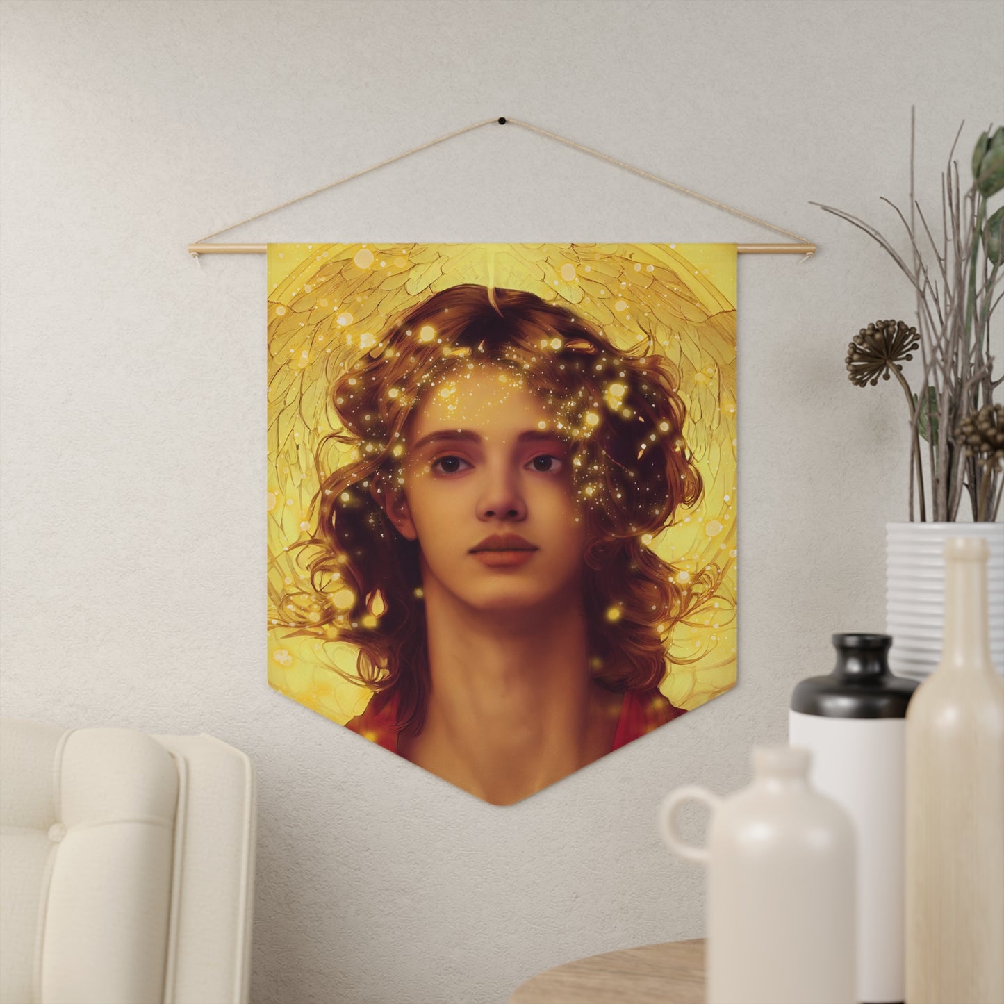 The Archangel Gabriel Wall Banner / Wall Hanging - Guardian Angel art - Large Print Wall Art - 18" x 21" - Faithful Angel Magic Divine Art