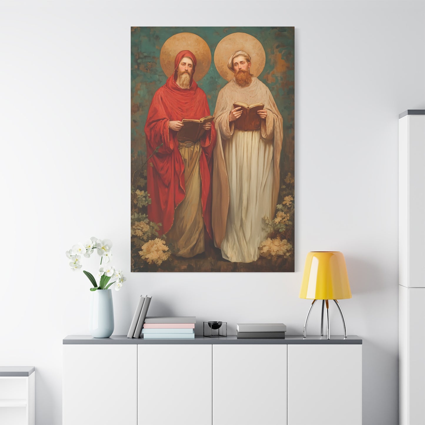Saints Cosmas and Damian - Multiple Sizes - Catholic Home art - Museum Wrapped Canvas - Sanctified Souls Print - Catholic Martyr Art