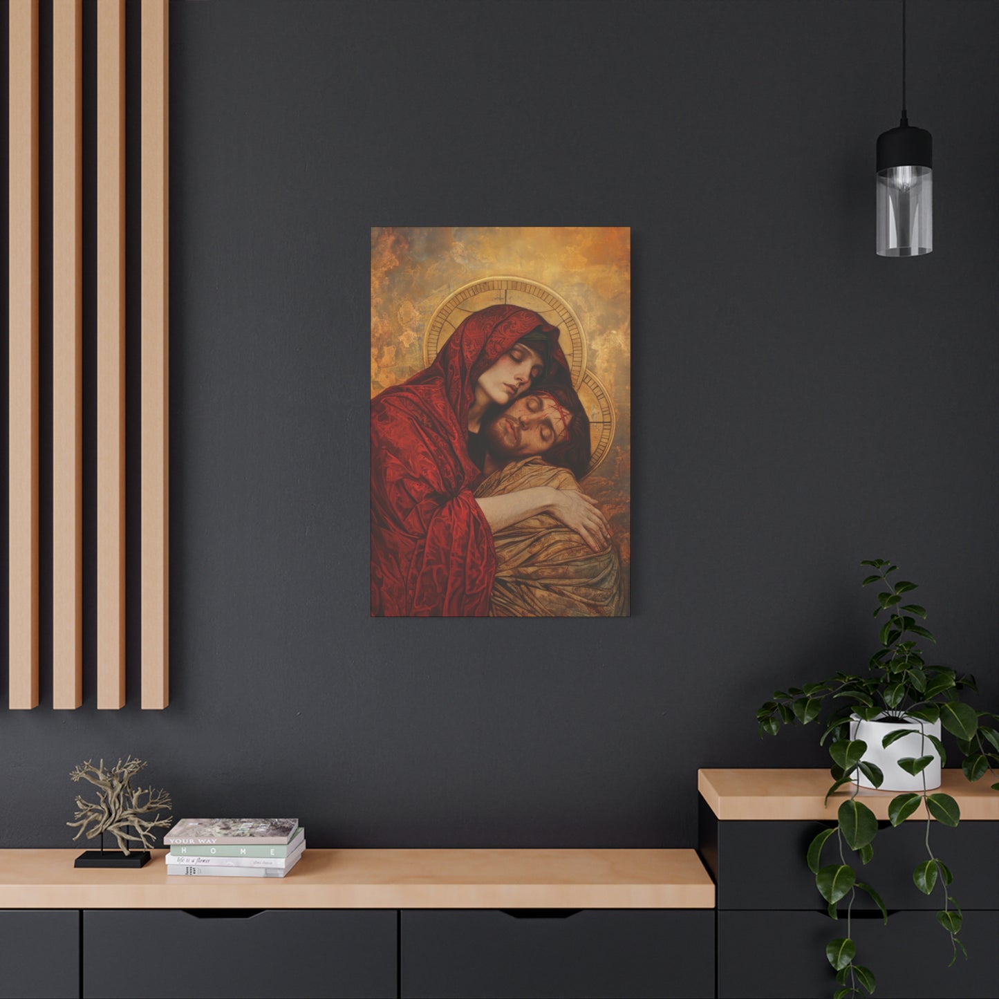 Eternal Sorrow - Mary's Mourning Beneath the Cross - Museum Wrapped Canvas - Print - Religious Art for your Home - Christian print