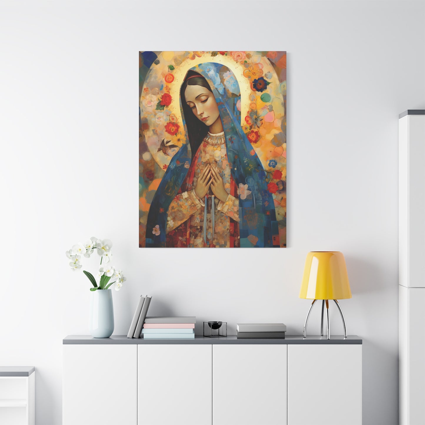 Mary's Silent Blessing - Museum Wrapped Canvas - Sanctified Souls Print - Religious Art for your Home - The Virgin Mary