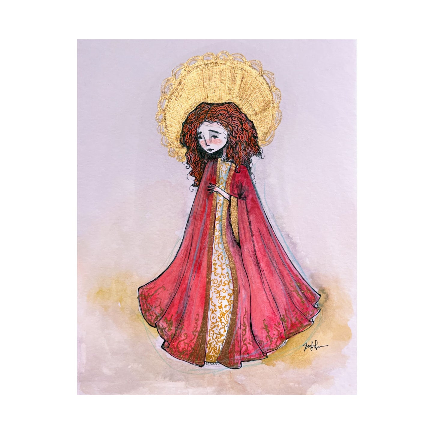 Saint Bibiana Hand-Drawn Catholic Art Print | Christian Devotional Wall Art | Sanctified Solocosmo Religious Poster