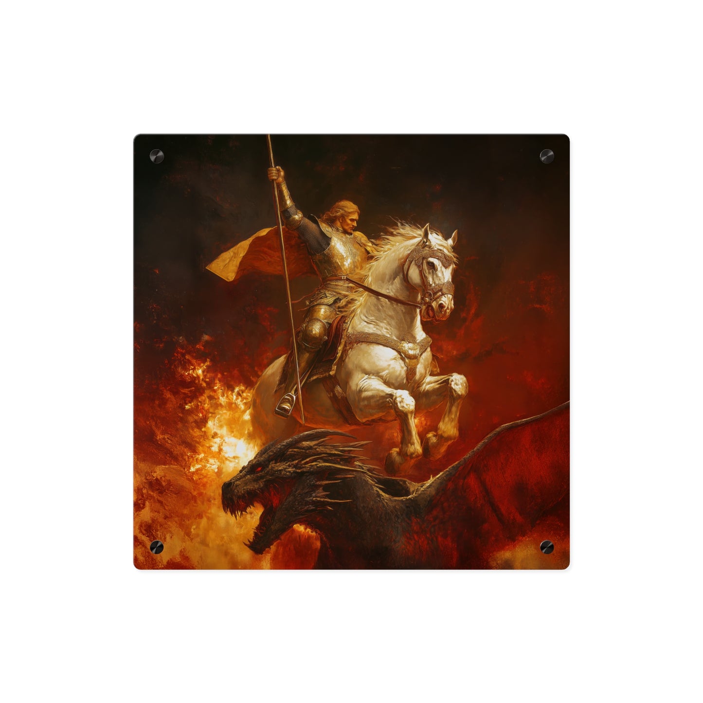 Saint George Wall Art Panel - Ready to Hang Acrylic Print - Catholic Saint Art - Patron Saint Print - No Frame needed