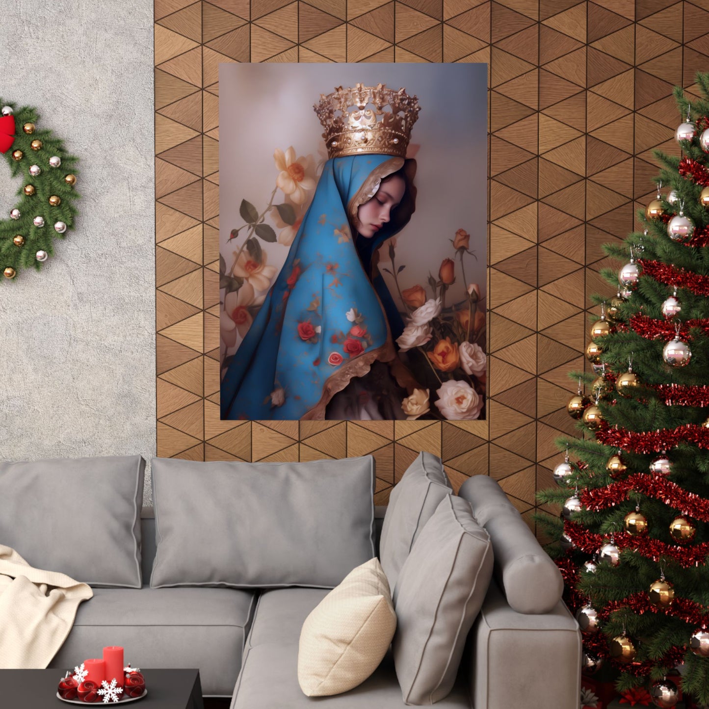 Our Lady of the Roses - Sanctified Souls Print - Multiple Sizes - Premium Matte Vertical Posters - Mother Mary Print