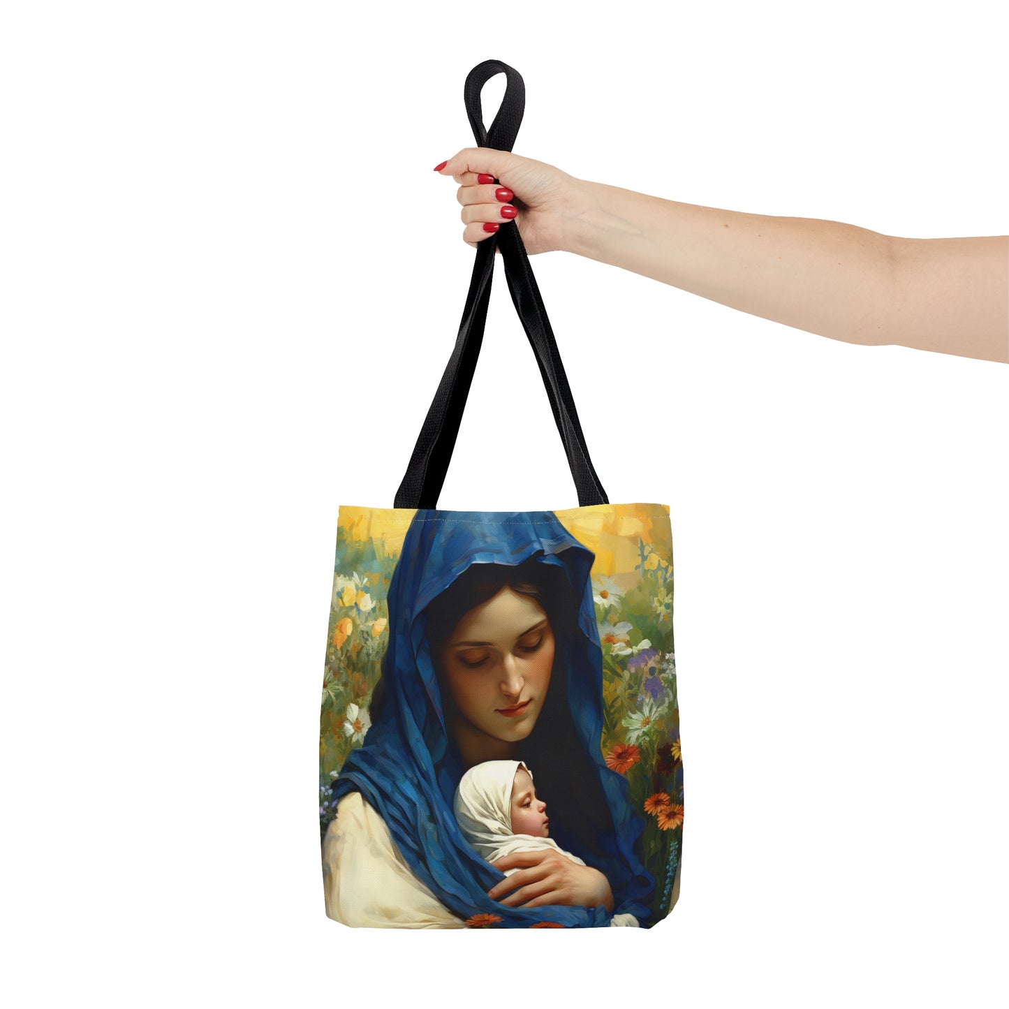 Graceful Maternity : The Virgin Mary and the Infant Savior Tote Bag - Catholic faith inspired carry-all purse - day to day bag Double Sided