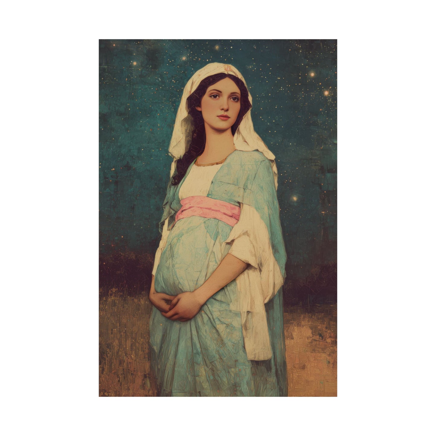 Our Lady of 'O' - Our Lady of Expectation - Mother Mary - Marian Art - Sanctified Souls Print - Multiple Sizes - Premium Vertical Posters