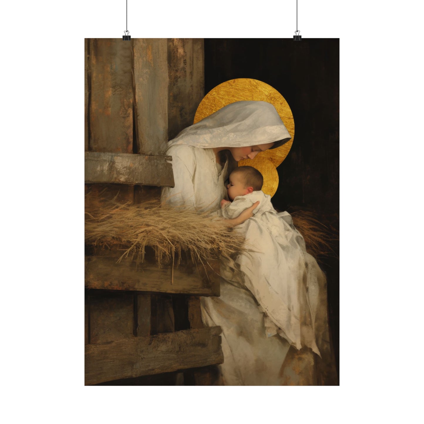 Our Lady of the Manger - Mother Mary and the Christ Child - Sanctified Souls Print - Multiple Sizes - Premium Matte Vertical Posters