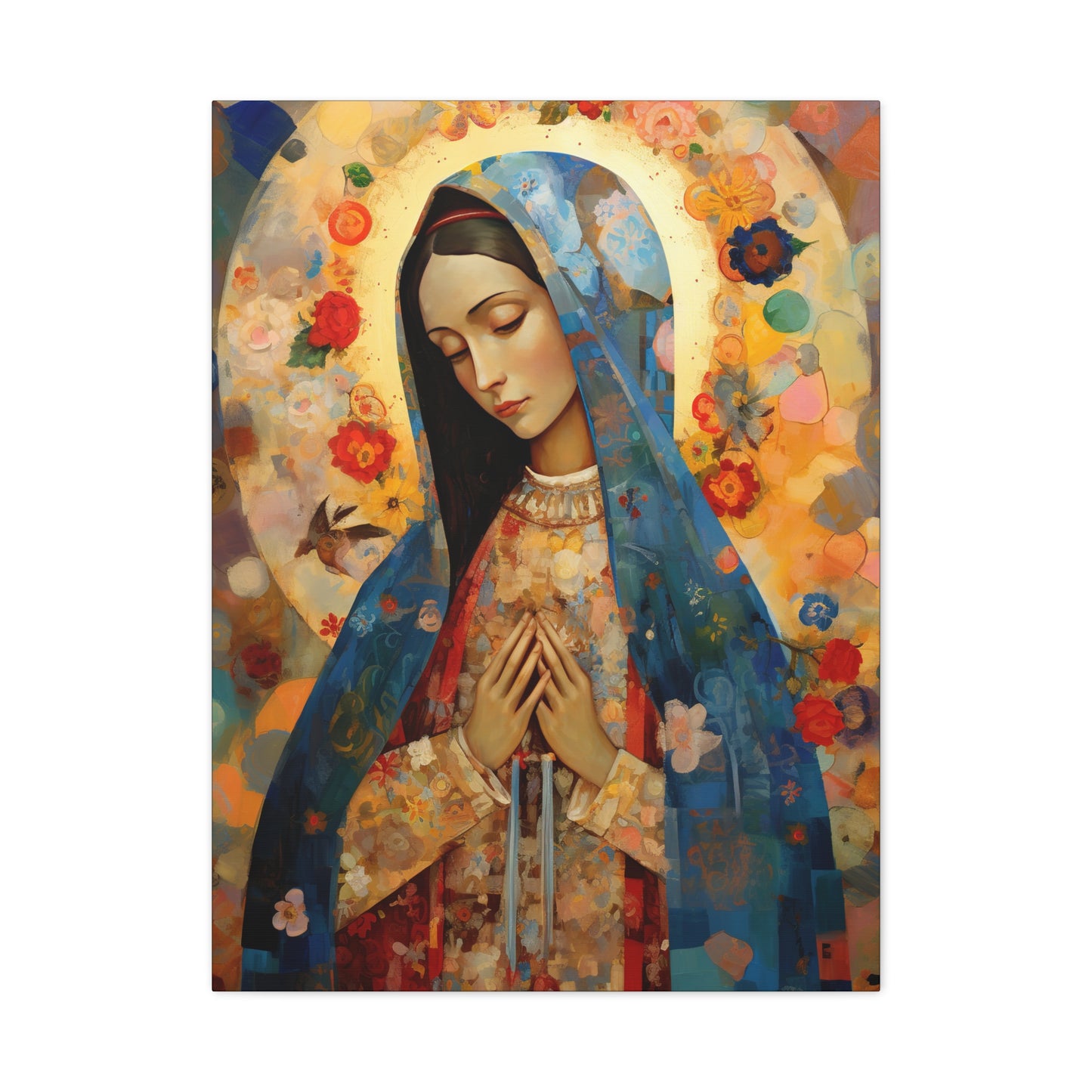 Mary's Silent Blessing - Museum Wrapped Canvas - Sanctified Souls Print - Religious Art for your Home - The Virgin Mary