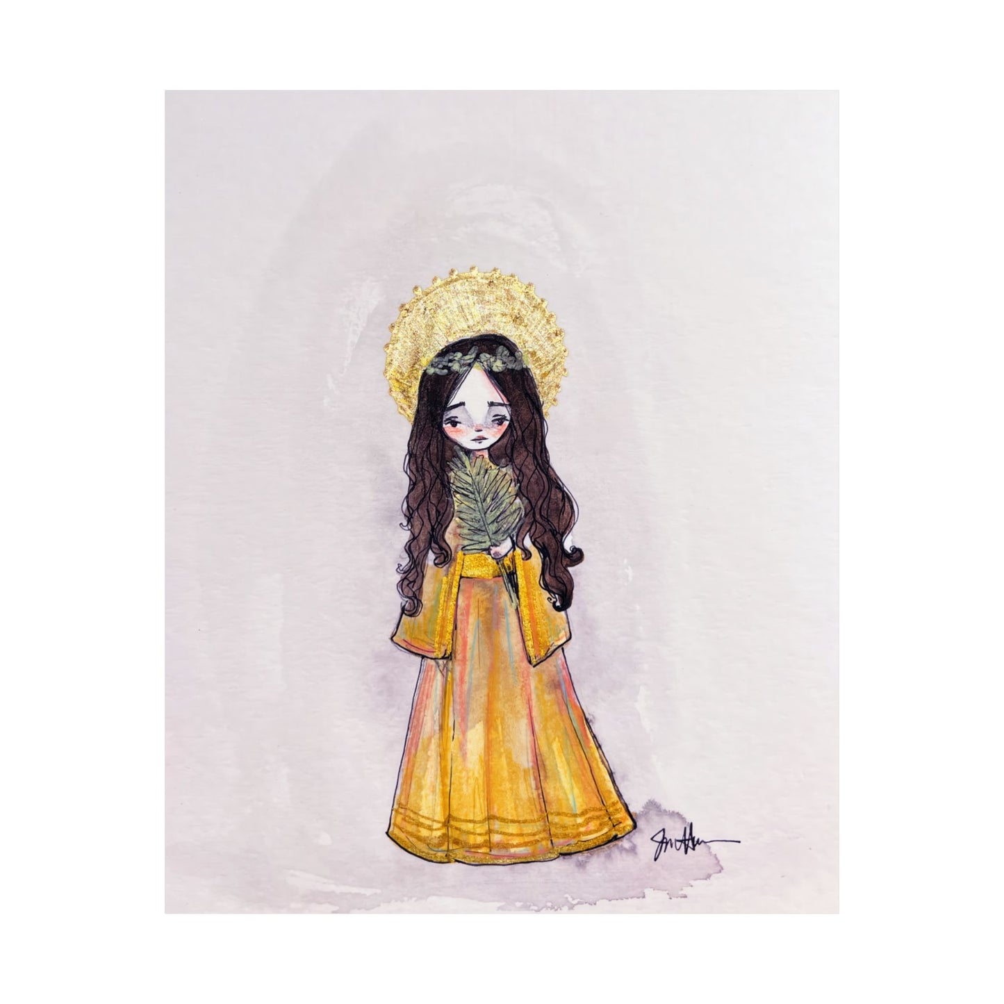 Saint Charity Poster - Hand-Drawn Art | Catholic Art Print | Faith Hope and Charity Youngest Sister | Devotional Wall Art