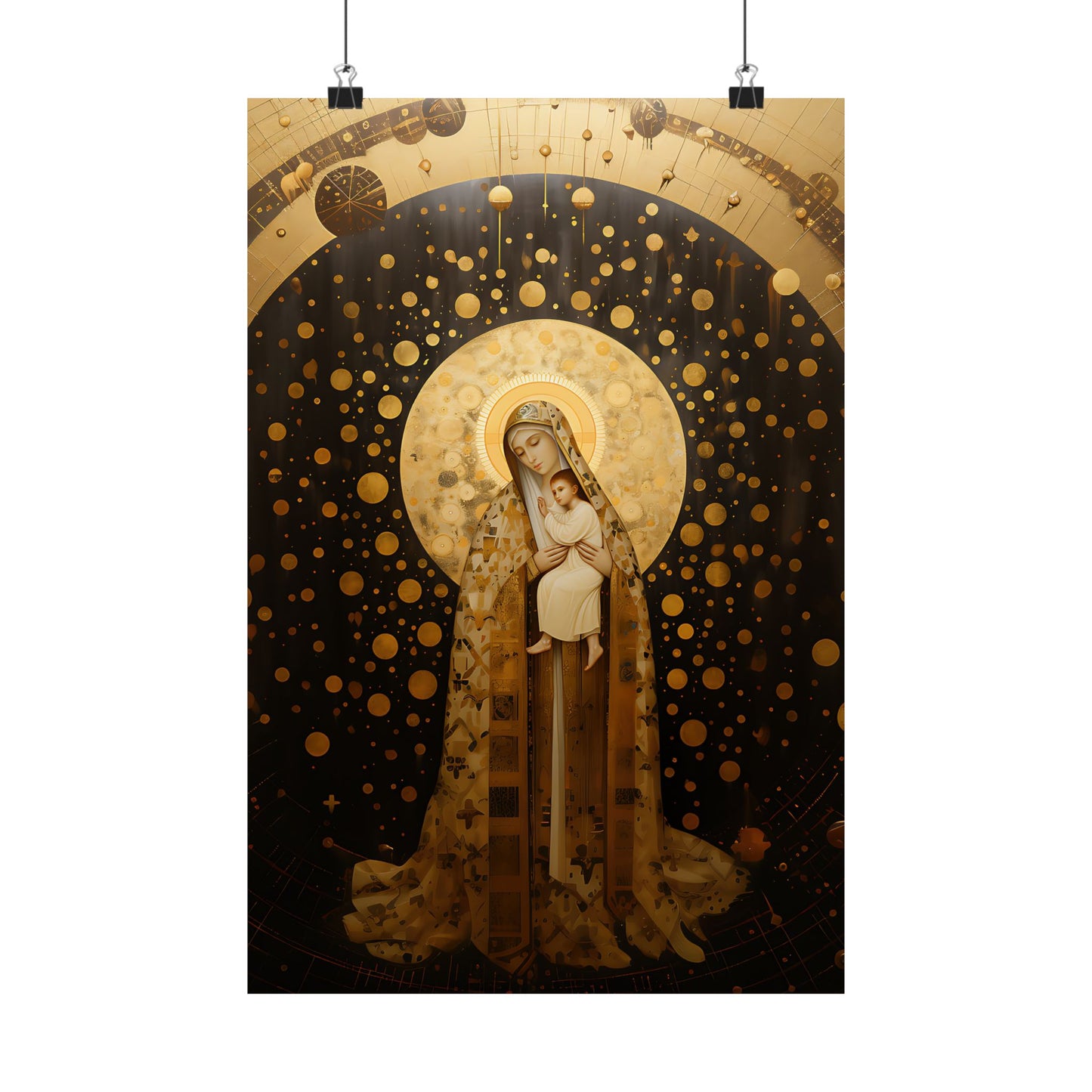 The Golden Mary - Mary The Blessed Virgin - Sanctified Souls Print - Multiple Sizes - Premium Matte Vertical Posters