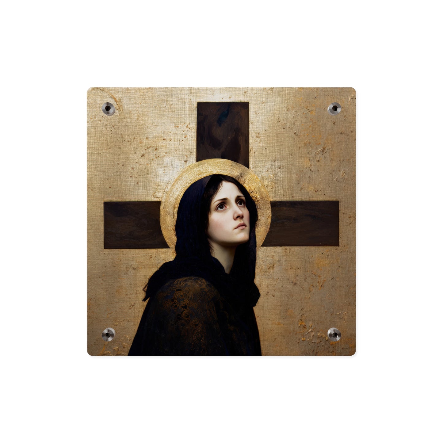 Our Lady of the Cross - Mother Mary  - Our Lady of the Crucifix - Marian Art - Wall Art Panel - Ready to Hang Acrylic Print - Catholic Art