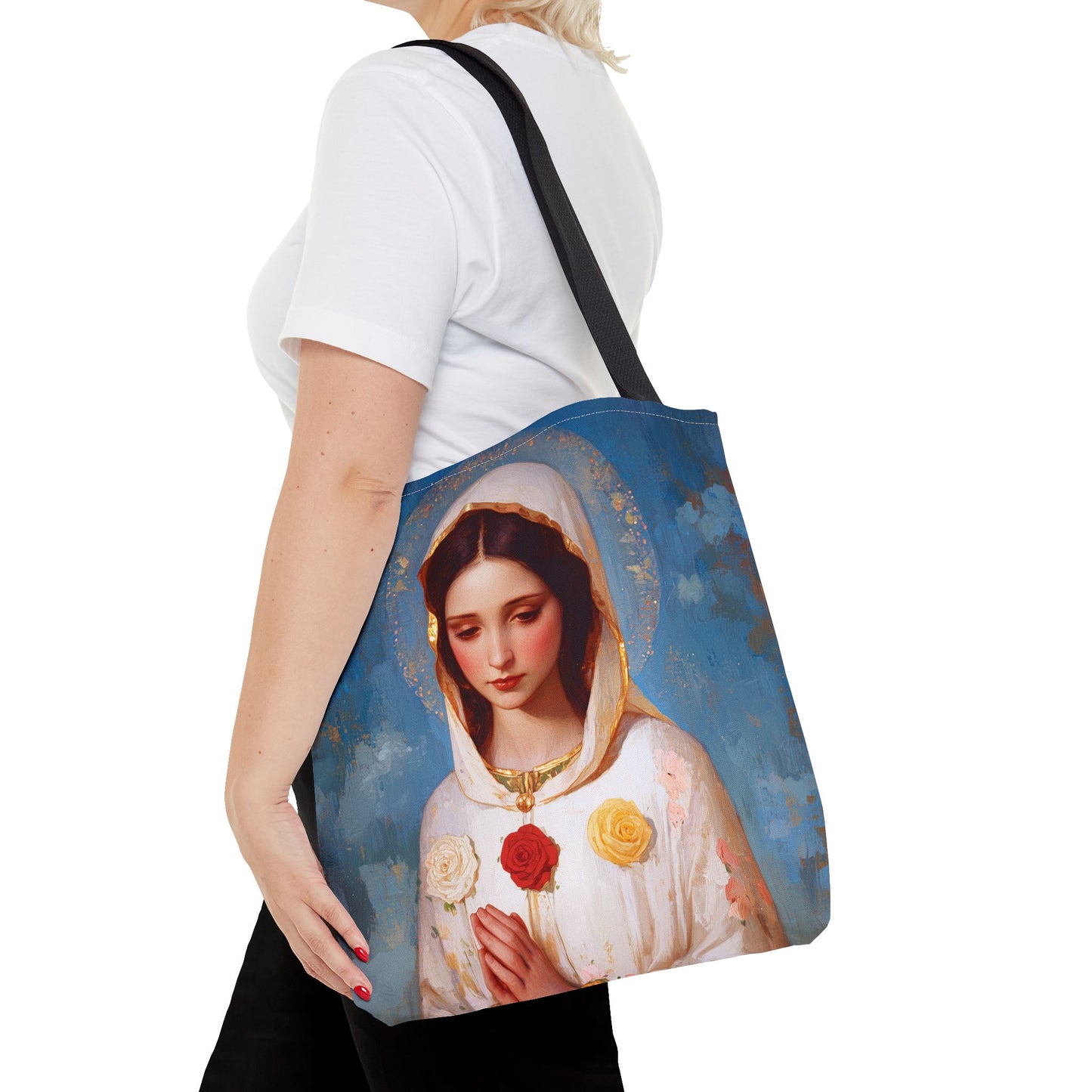 Rosa Mystica - Mystical Rose - Mother Mary - Marian Art - Tote Bag - Large Medium Small Faith Art Bag - Tote Purse