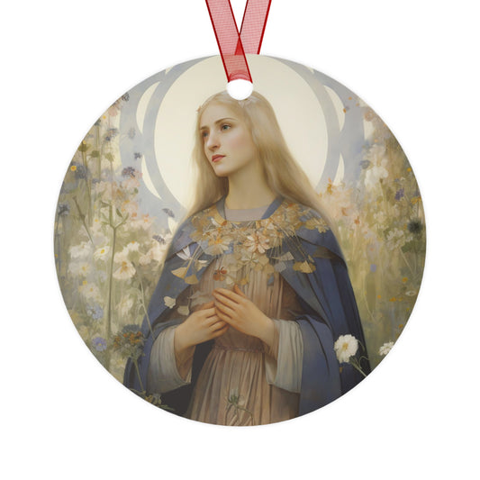 Saint Hildegard of Bingen Metal Ornament - Religious Holiday Christmas Ornament and Keepsake - Double sided Keepsake Religious Ornament