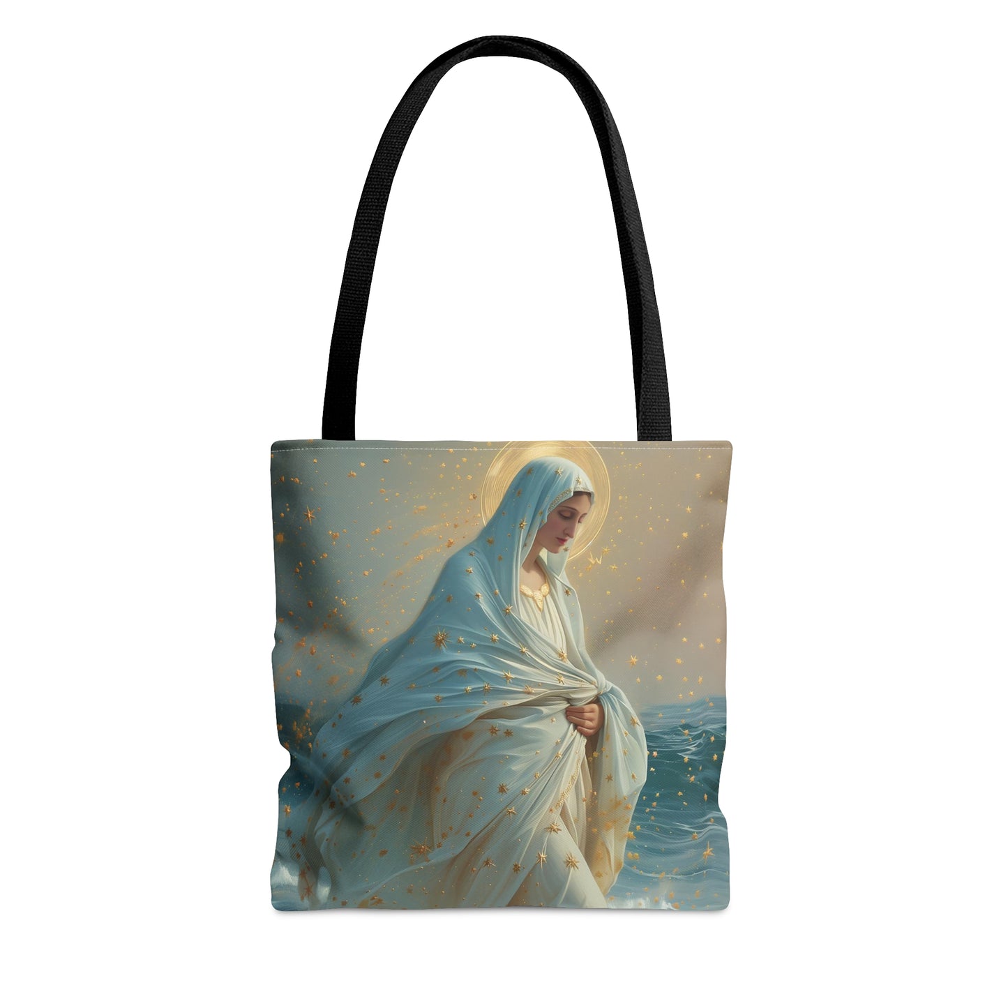 Guiding Light - Our Lady, Star of the Sea Tote Bag - Large Medium Small Faith Art Bag - Re usable Tote Purse - Double Sided - Catholic Art