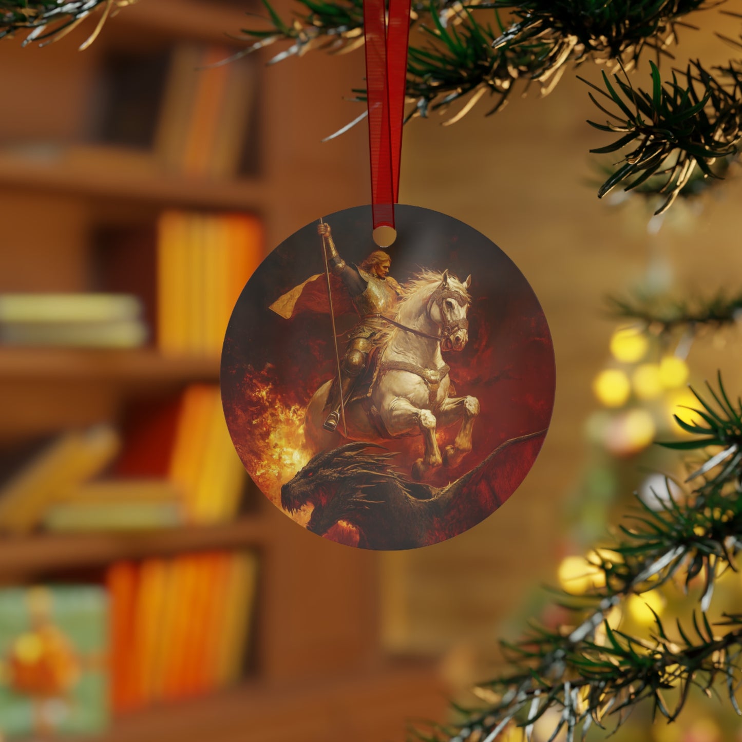 Saint George  Metal Ornament - Religious Holiday Christmas Ornament and Keepsake - Prayer Ornament