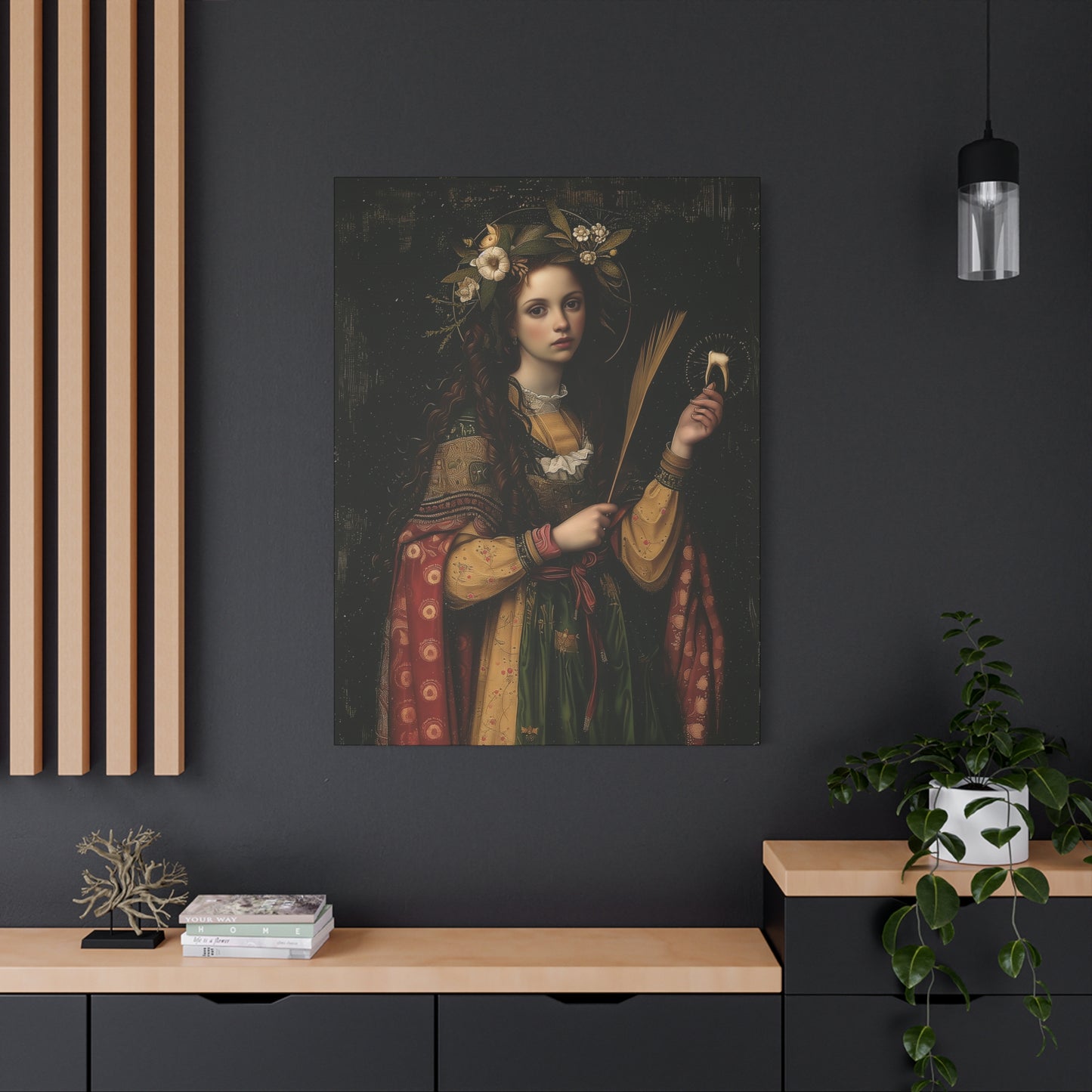 Saint Apollonia - Museum Wrapped Canvas - Print - Religious Art for your Home - Catholic art print - prayer room art