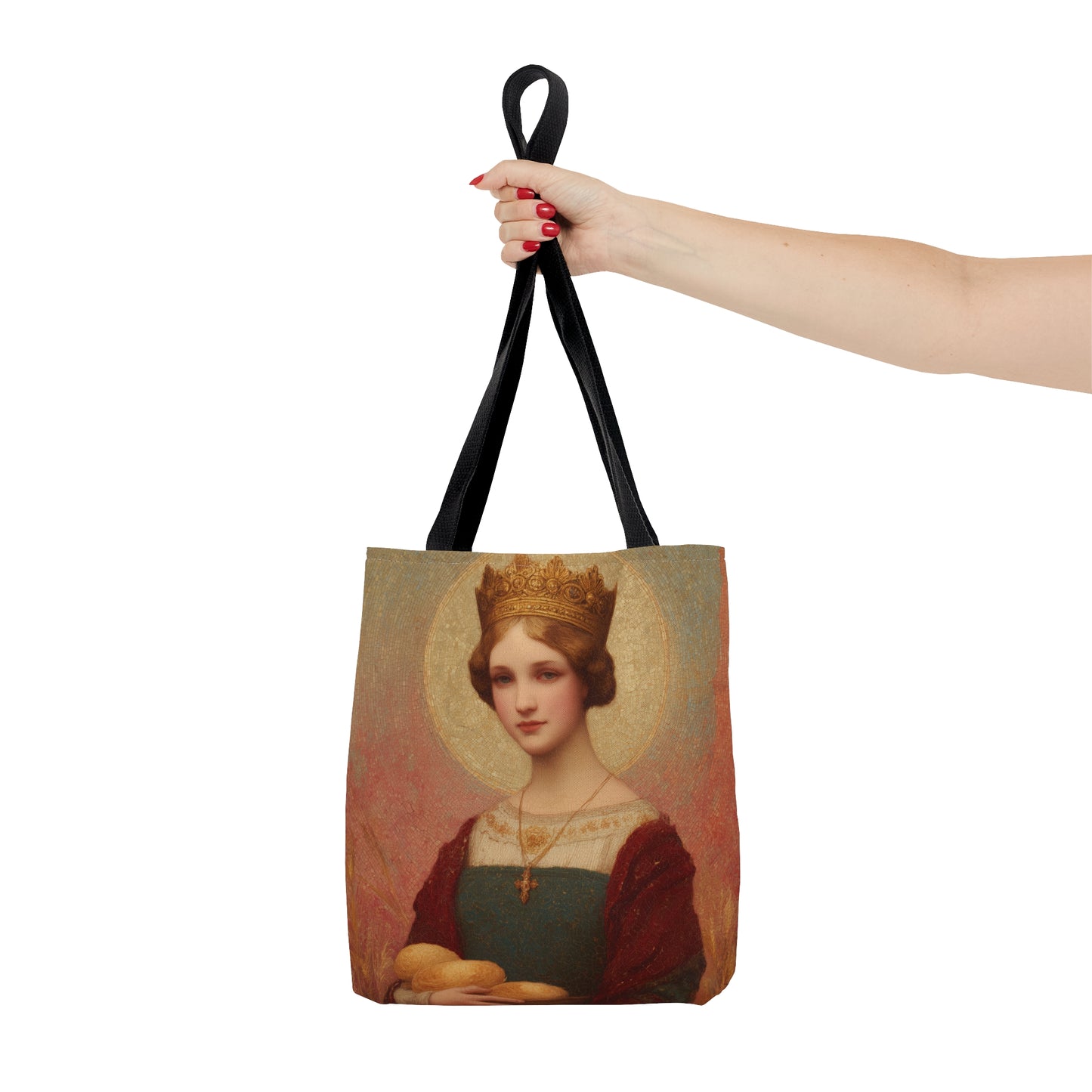Saint Elizabeth of Hungary Tote Bag - Large Medium Small Faith Art Bag - Catholic Faith Purse - Double Sided