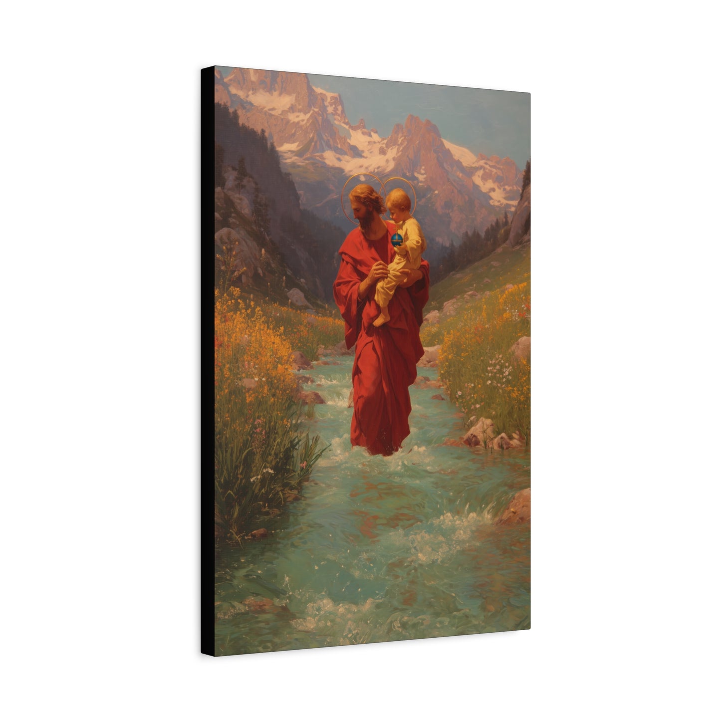 Saint Christopher  - Museum Wrapped Canvas - Sanctified Souls Print - Religious Art for your Home