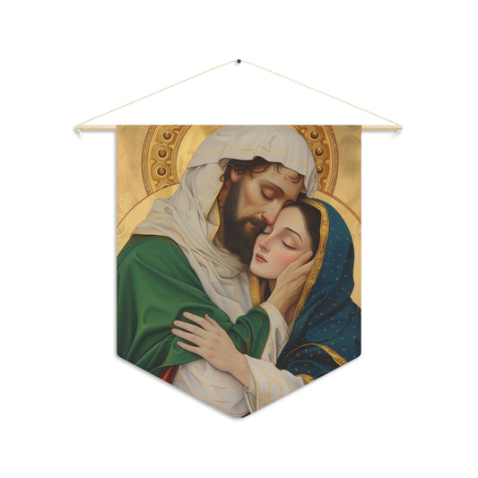 Saints Aquila and Priscilla Wall Banner / Wall Hanging / Pennant - Religious Art for your home - Catholic Art - Large - 18" x 21"