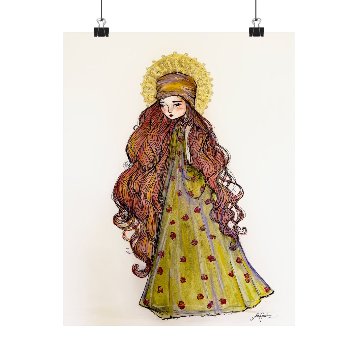 Saint Mary Magdalene Catholic Art Print | Hand-Drawn Watercolor Sacred Artwork | Christian Devotional Wall Art