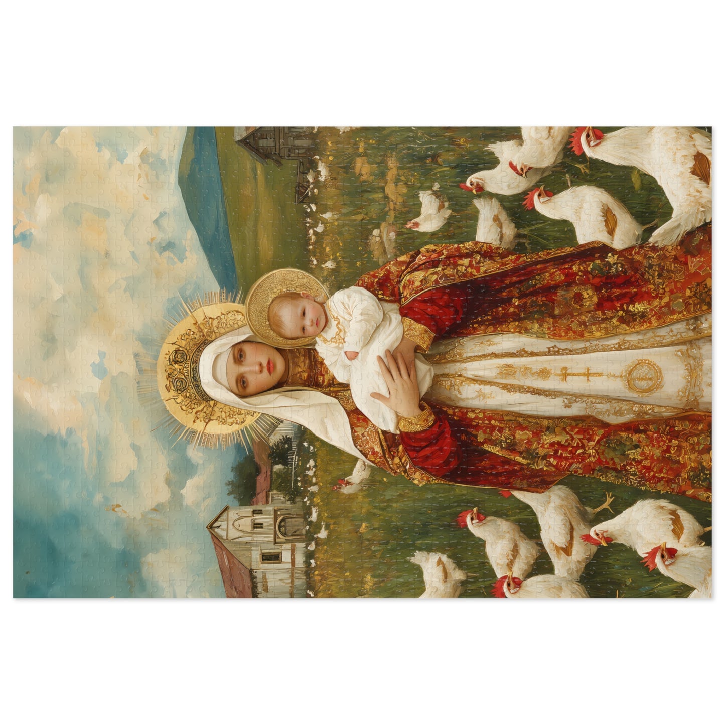 Our Lady of the Hens: Protector of the Humble Flock - Puzzle and Keepsake Tin - Religious (30, 110, 252, 500,1000) - Religious Puzzle