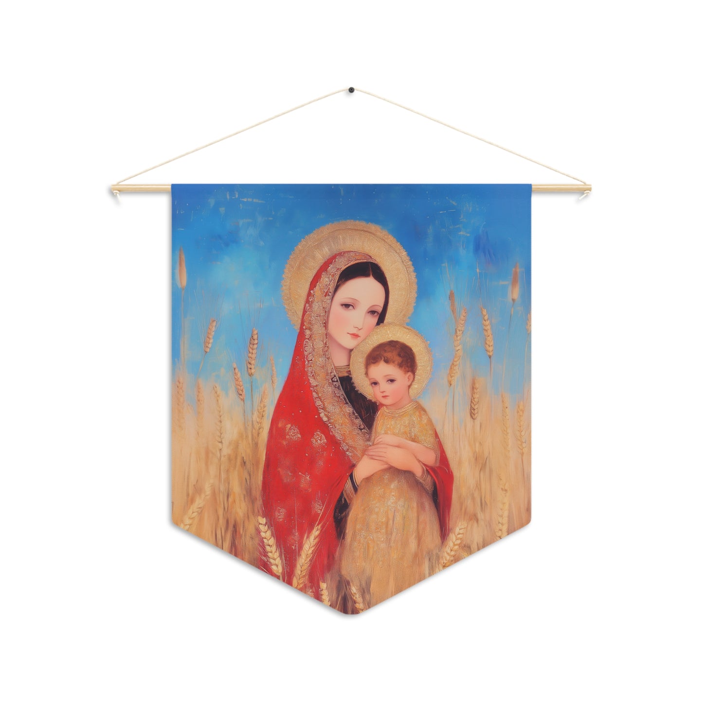 Our Lady of the Harvest Pennant / Banner / Wall Hanging - Prayer room art - 18" x 21" - Catholic - Large Banner